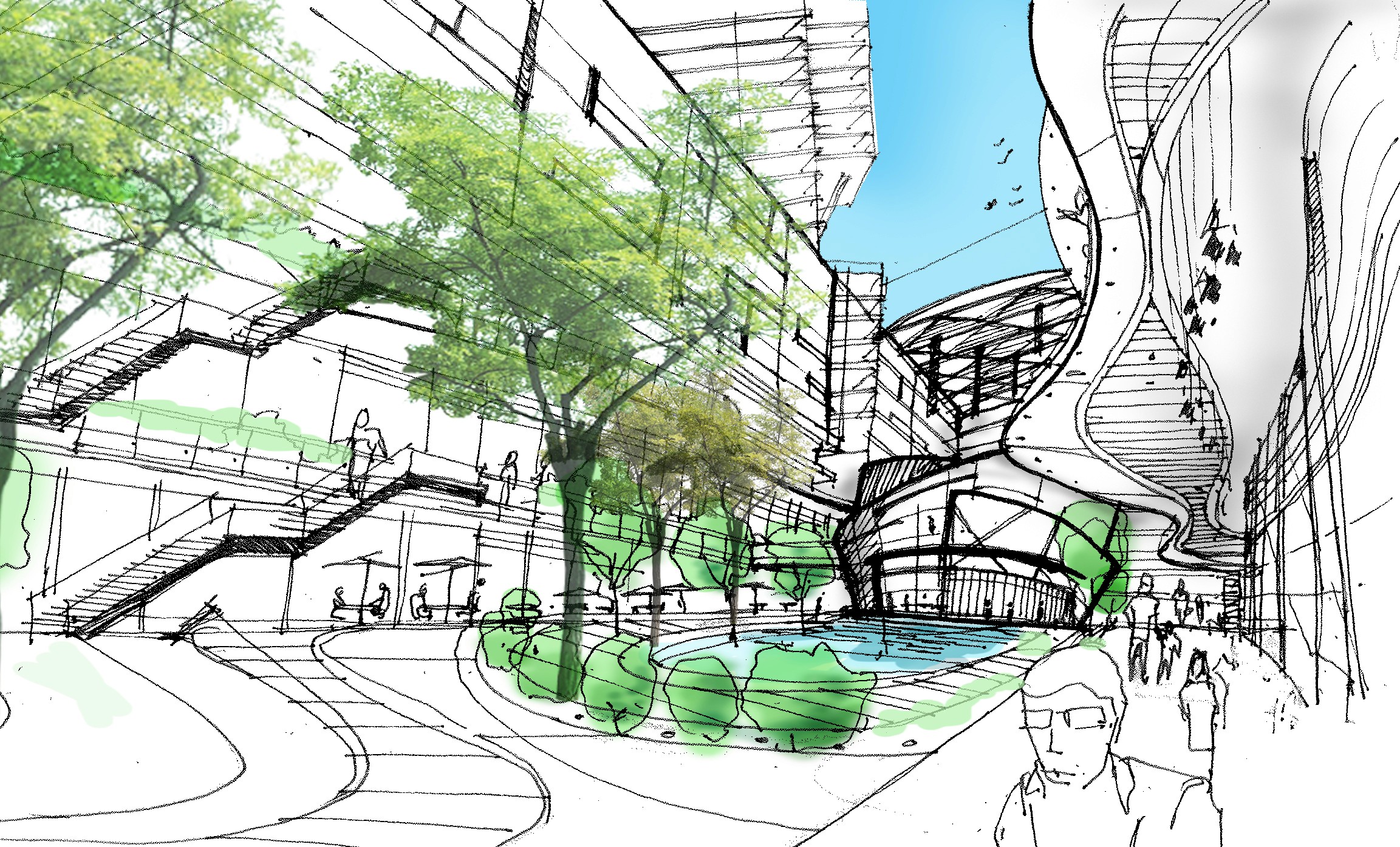 Concept sketches of Centrus project by Asima Architects