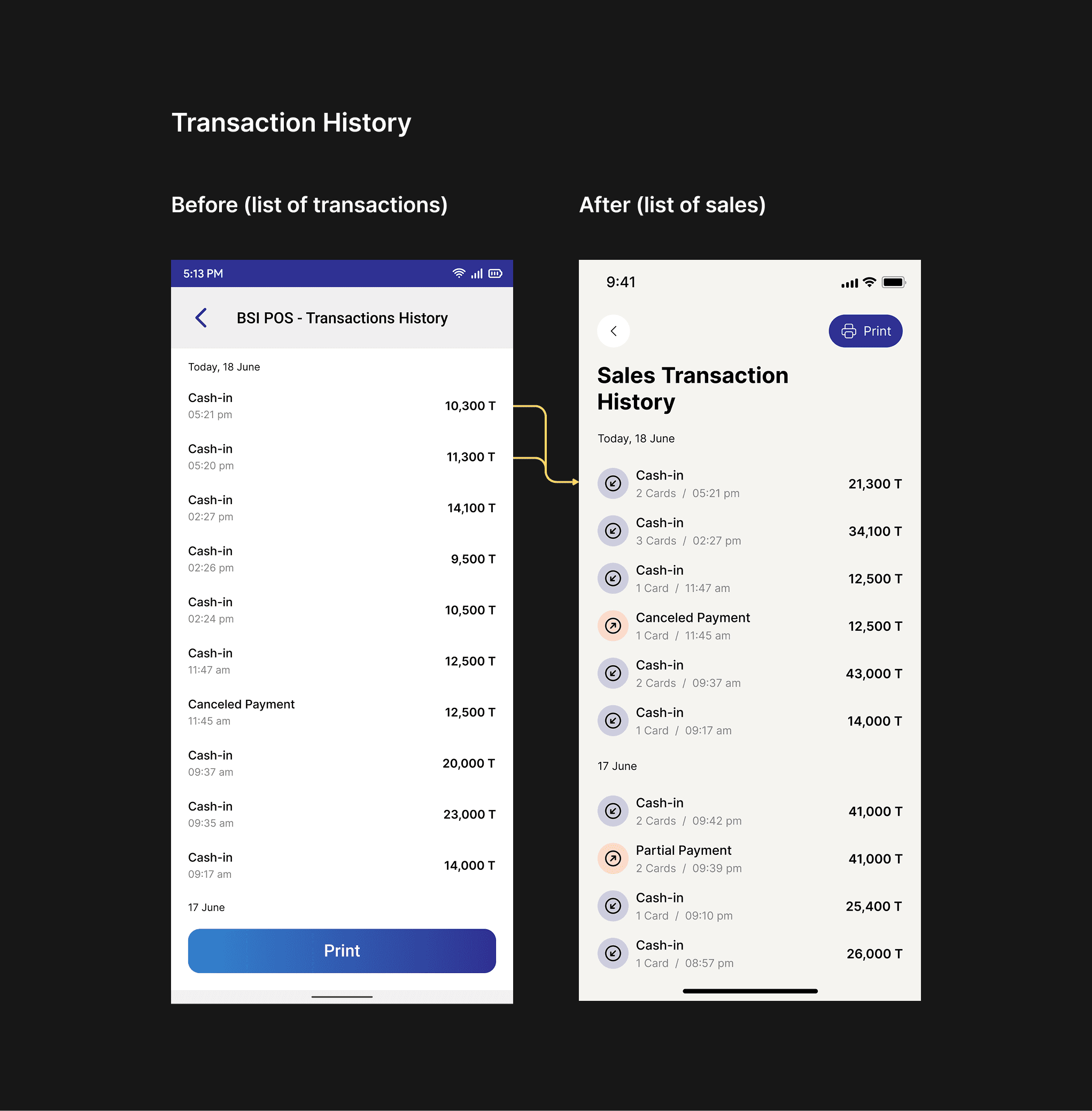 POS APP Transaction History