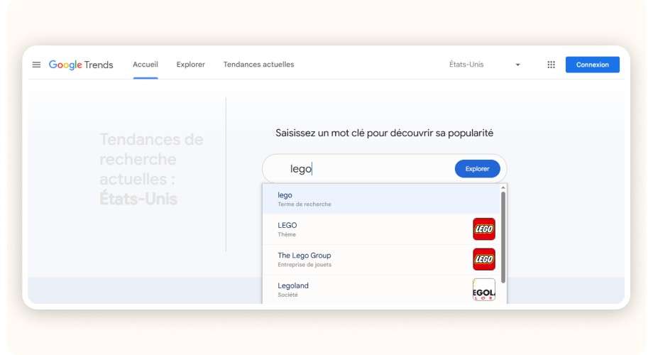 Capture d’écran de Google Trends
