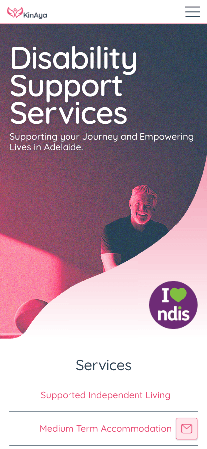 KinAya Framer website — mobile responsive design