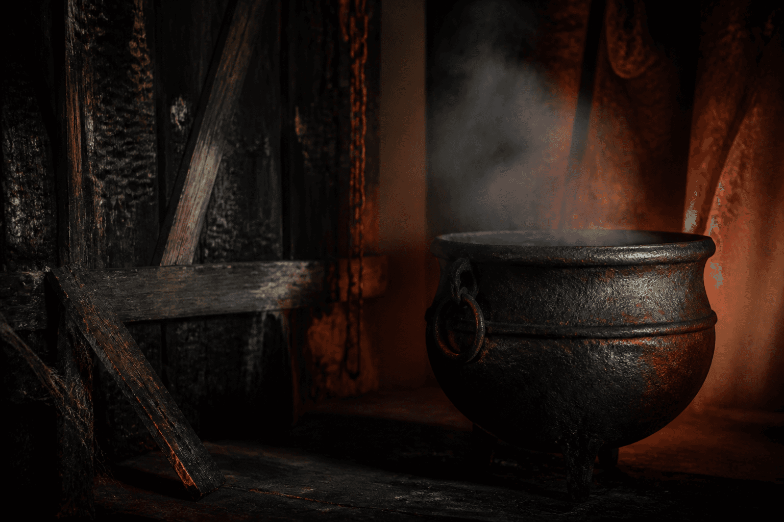 Atmospheric scene representing Smoke / fire haunt scent