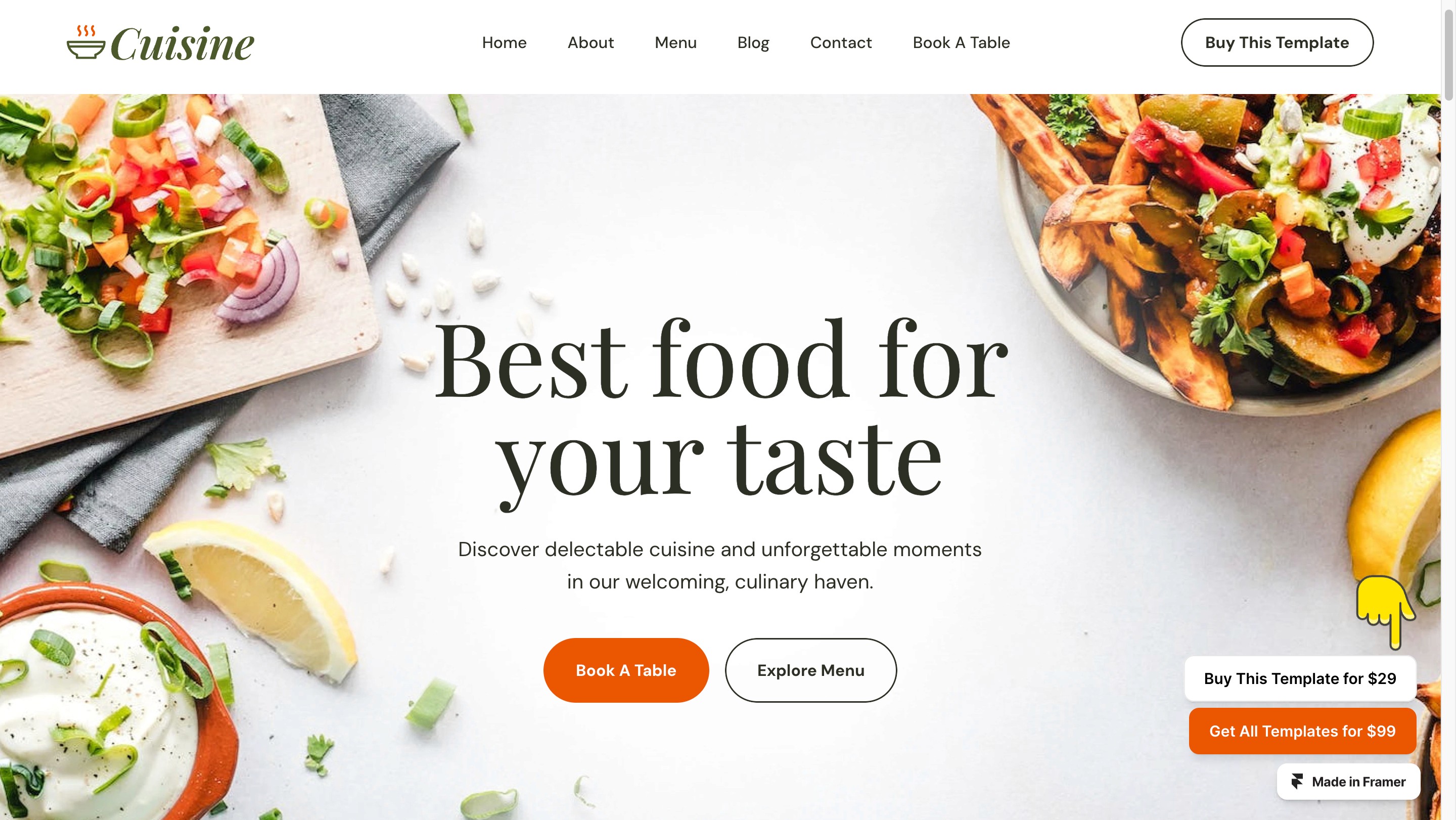 Cuisine - Food business website template