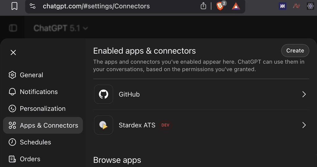 Authorizing ChatGPT to access your Stardex ATS database 