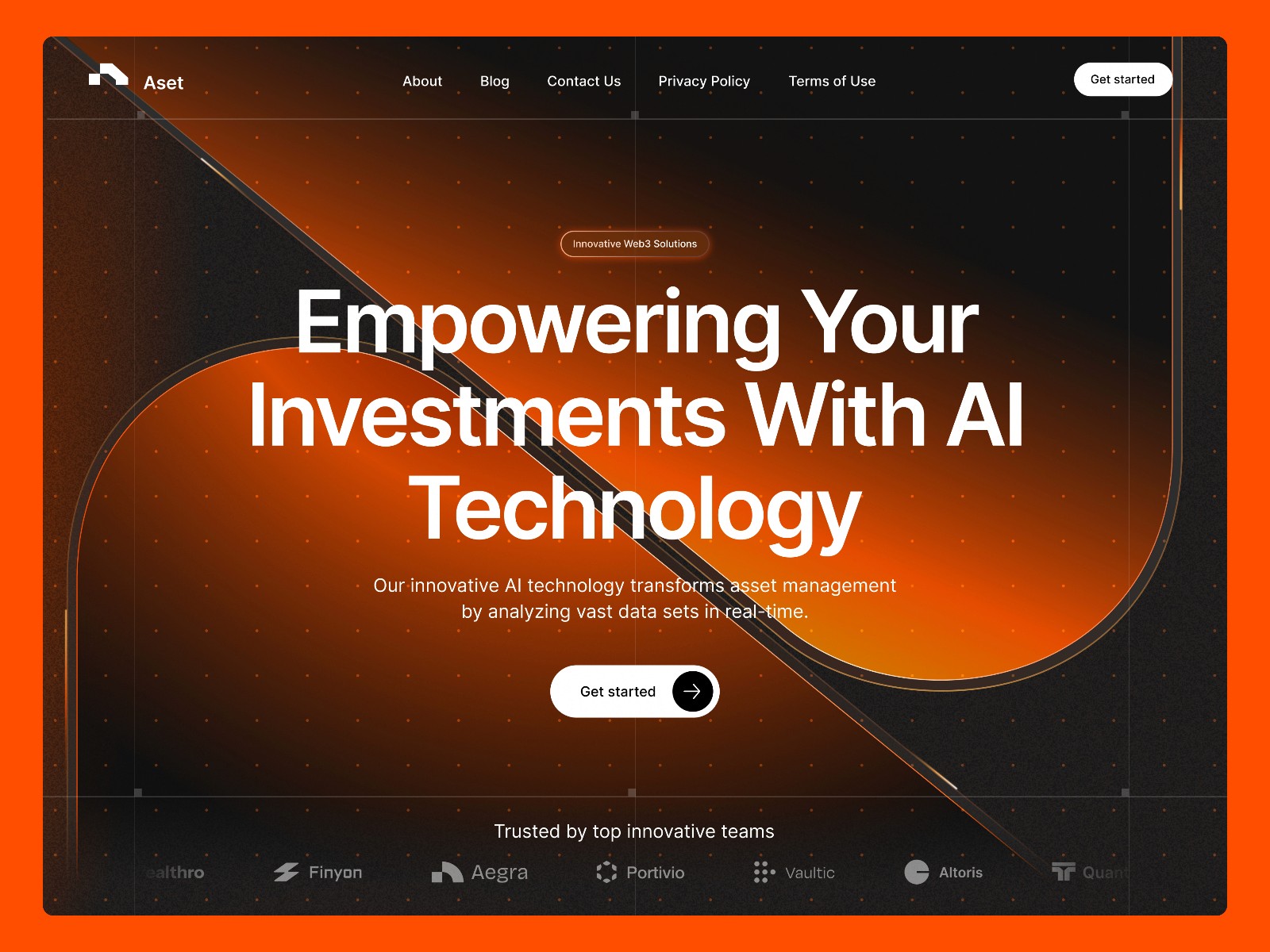 Aset — 高级暗黑现代金融科技网站设计灵感