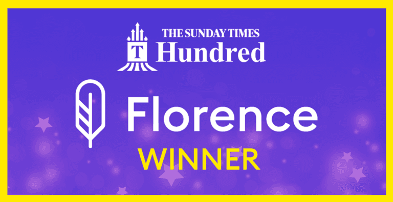 Graphic showing Florence as a winner in The Sunday Times Hundred awards.
