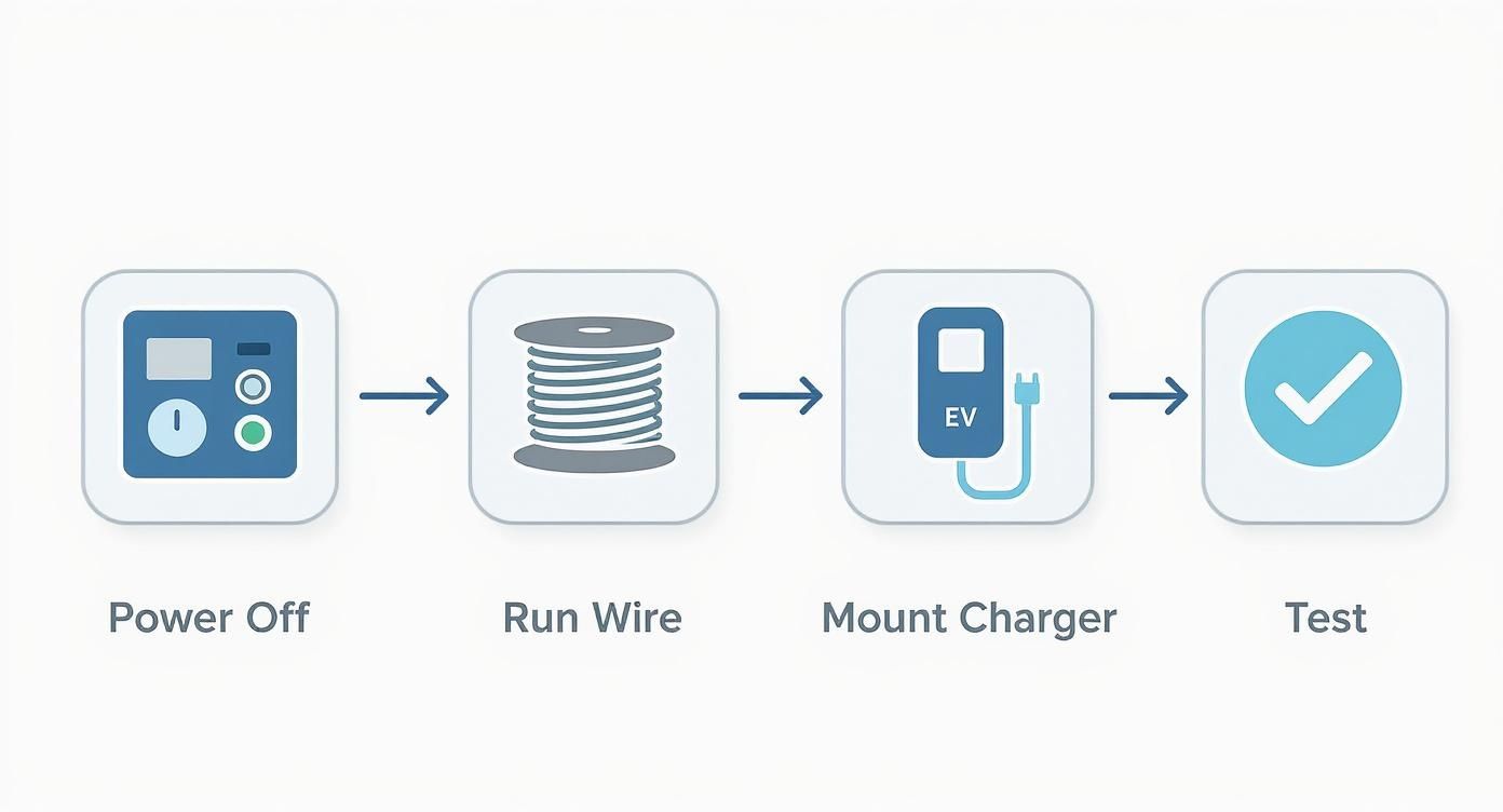 a infographic showing the steps to install a ev charger