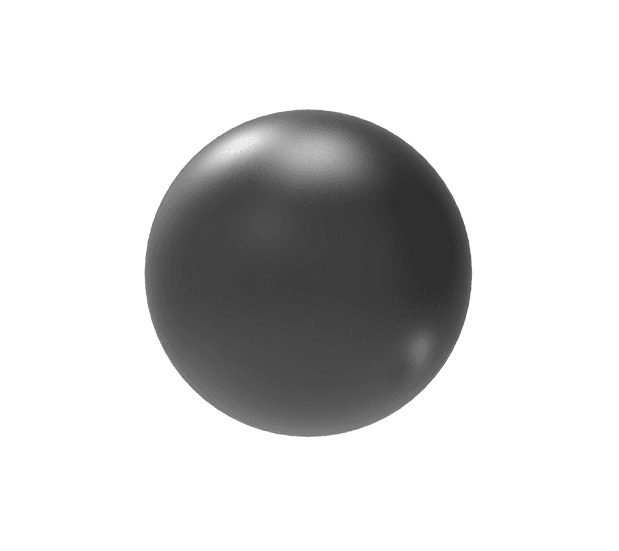 KeyShot rendered black sphere on a transparent background.