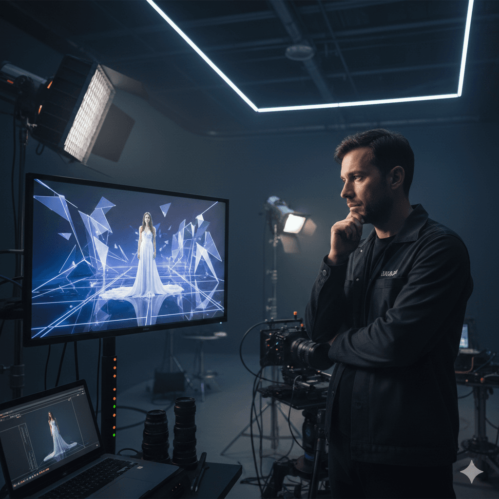 a group of people standing in a dark room