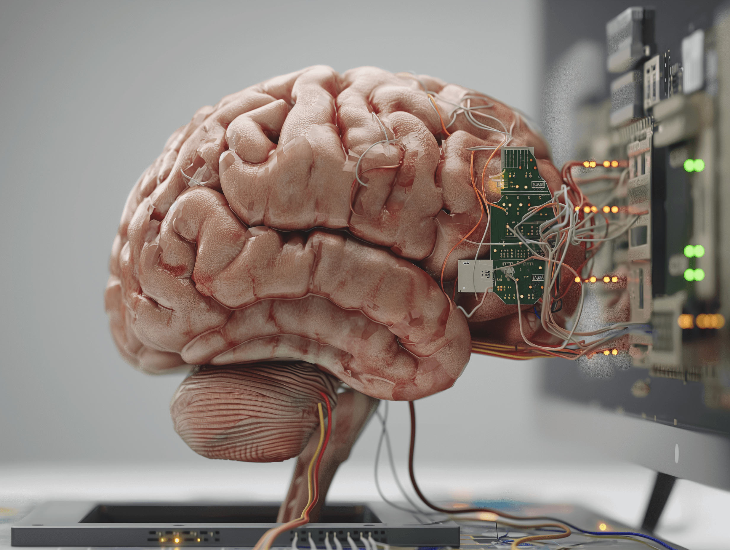 A brain connected to a circuit. 