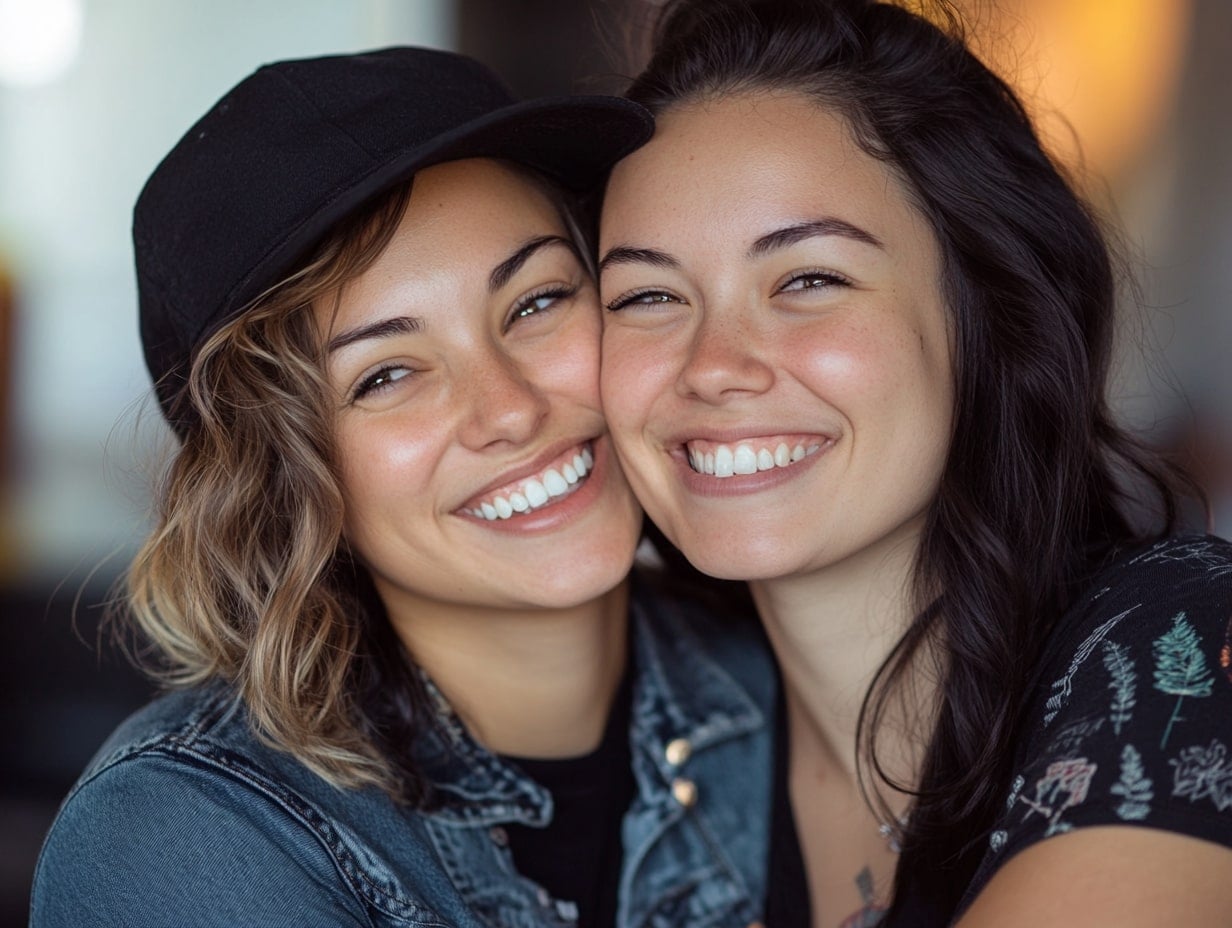 Smiling lesbian couple