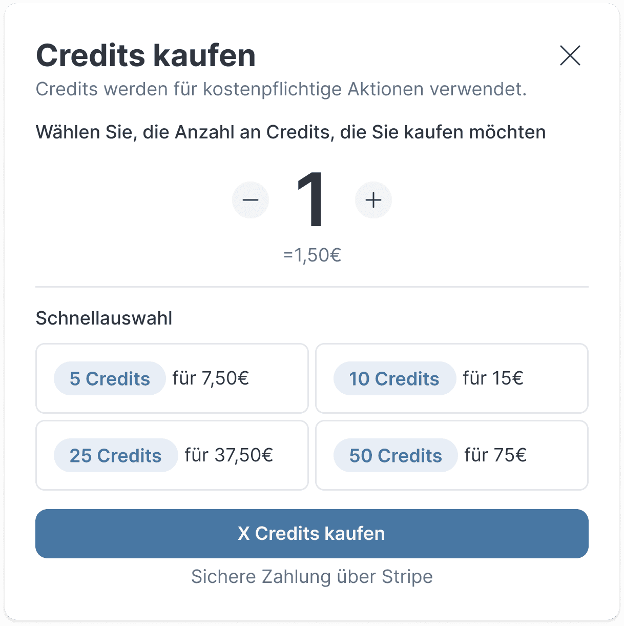 37.clinic - Credits kaufen Popup