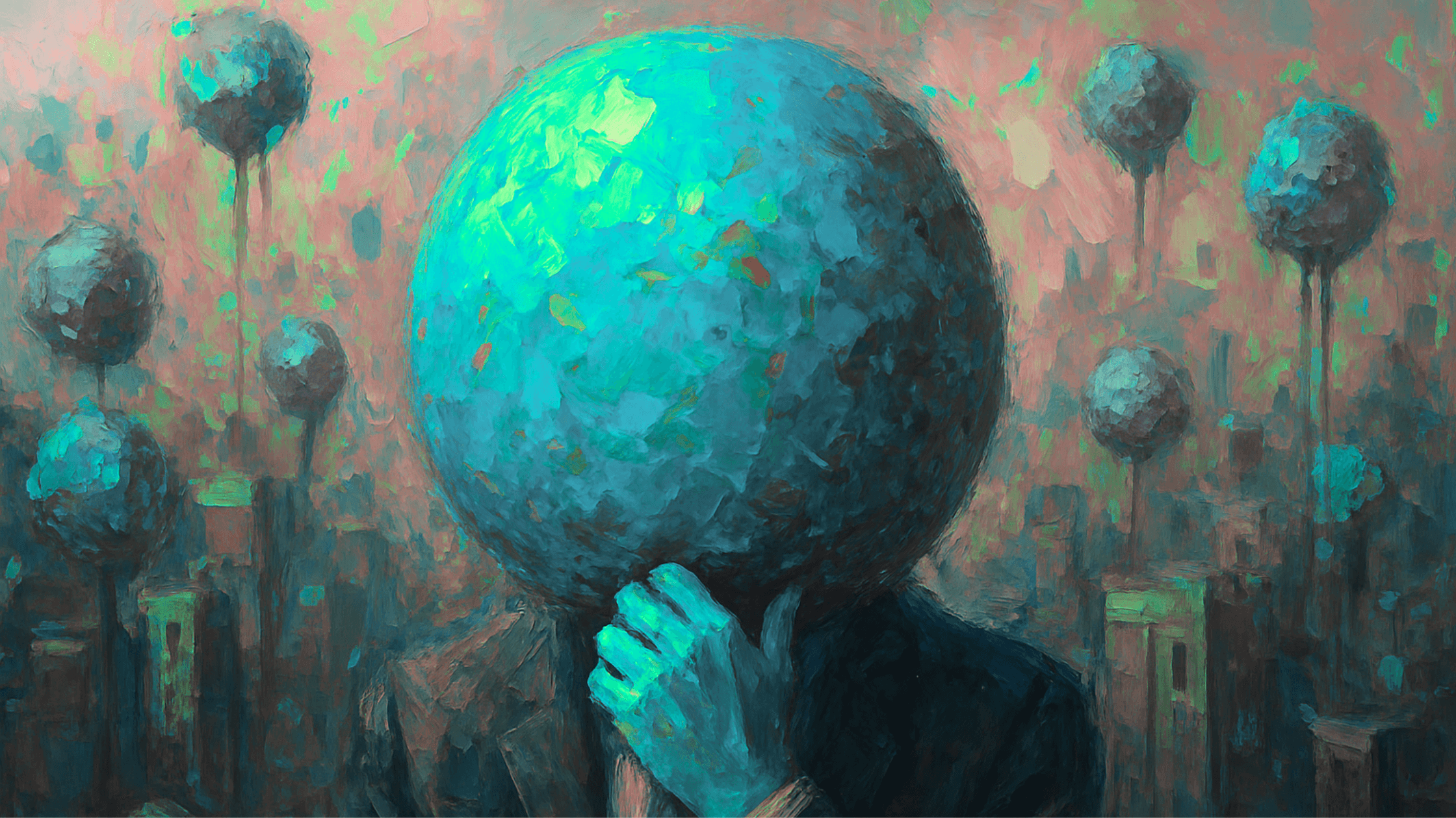 Abstract figure with a globe head symbolizing recruiters becoming orchestrators
