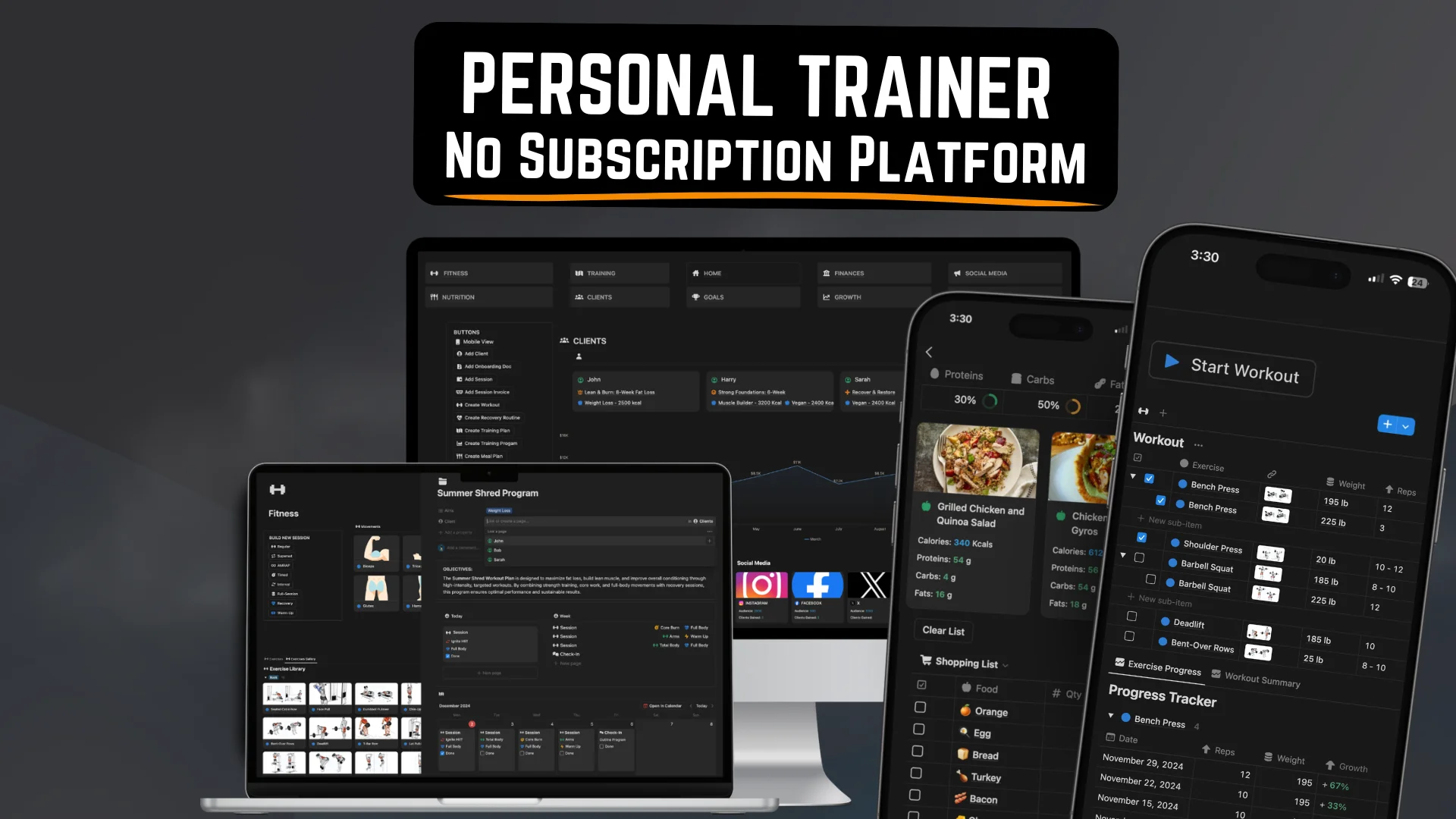 Best Notion client training planner tracking template for personal trainers
