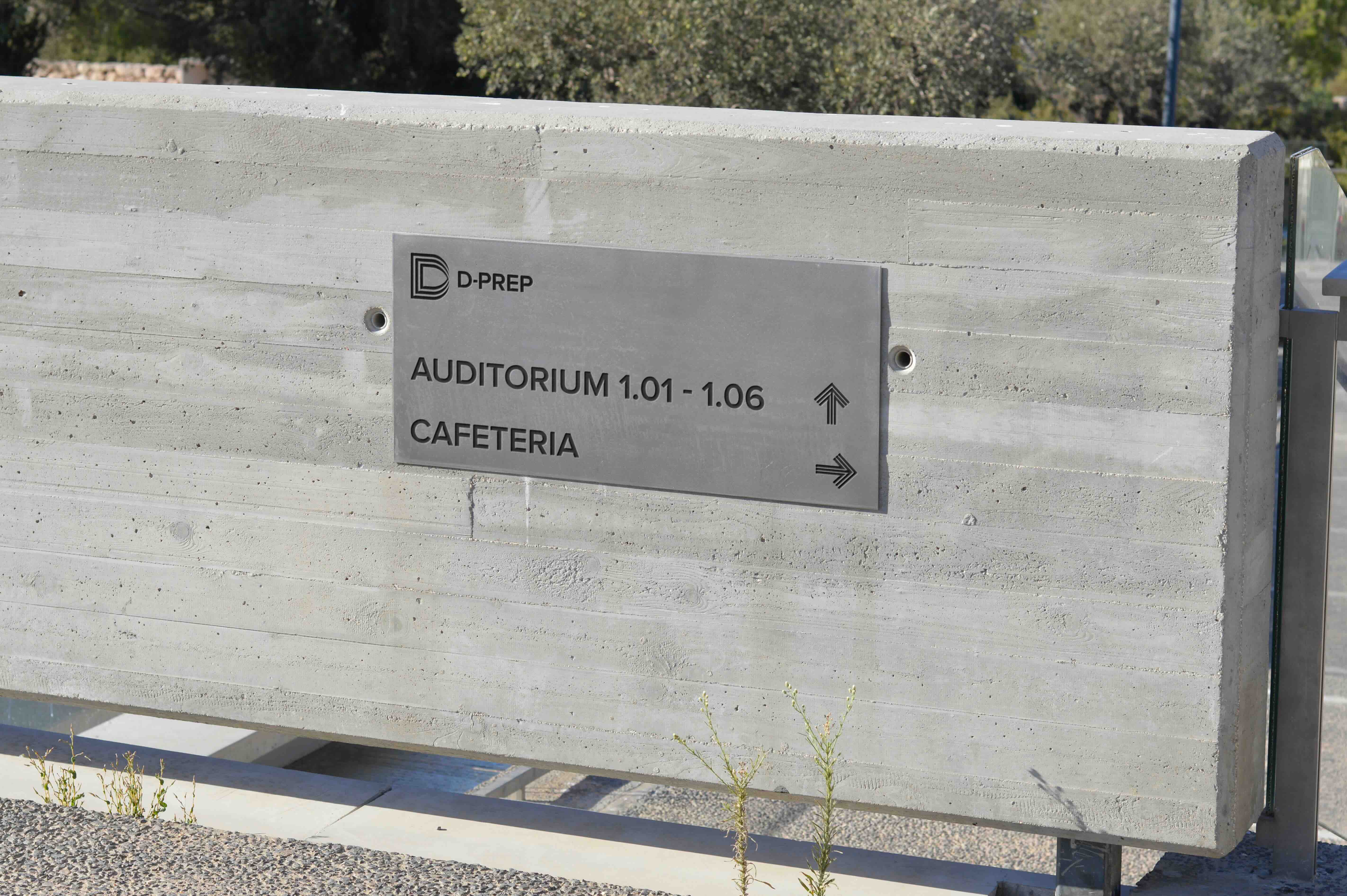 Branded campus signage for an international school