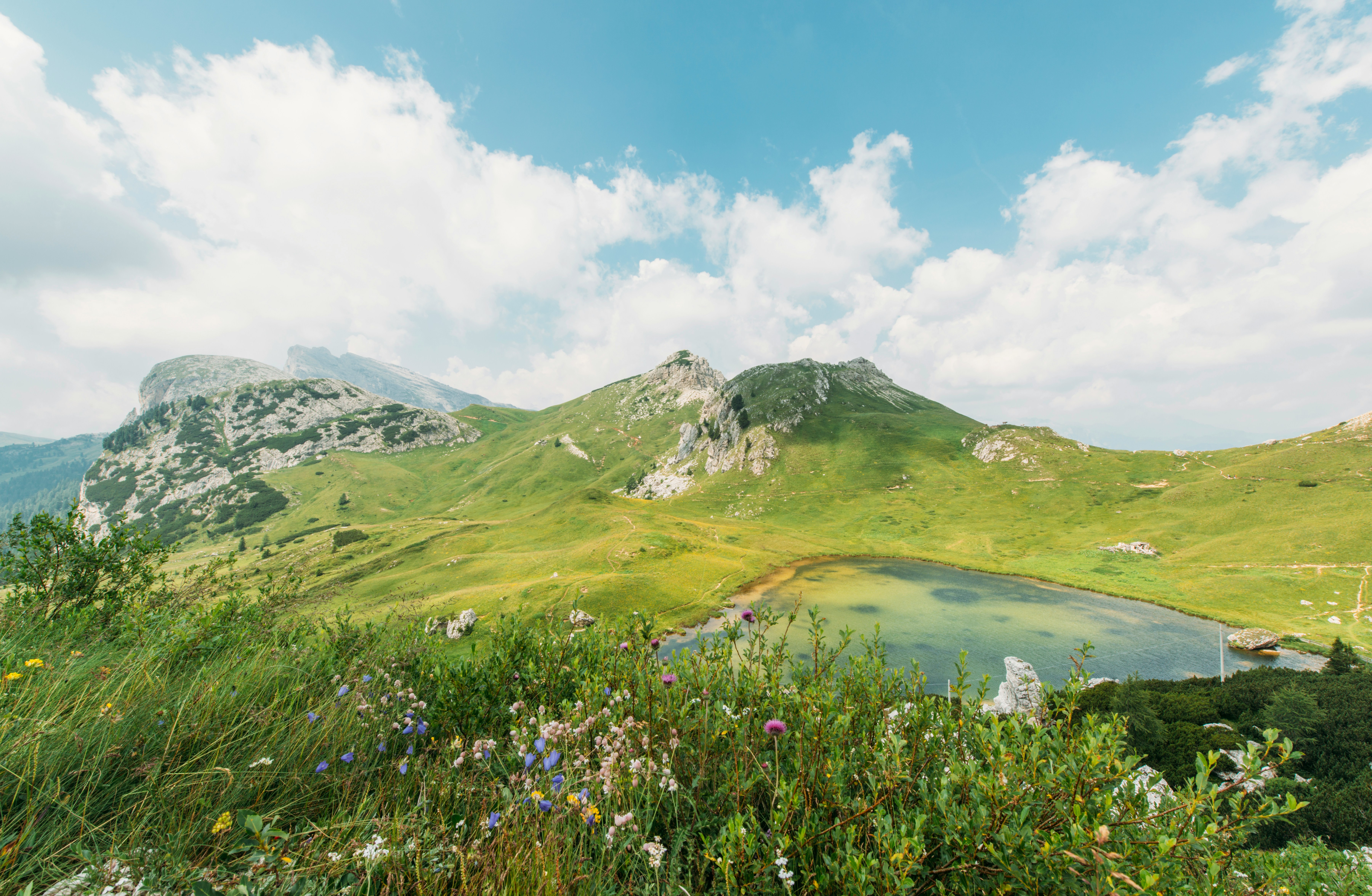 body of water on mountain