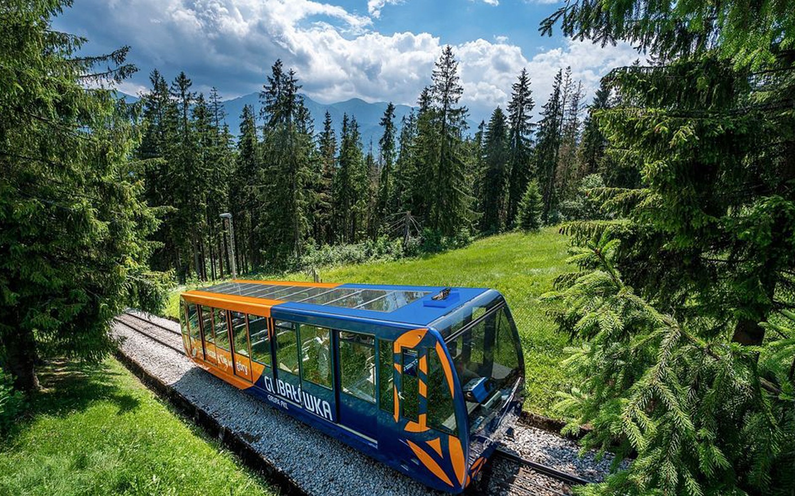 Cable car in Zakopane forest during Krakow full-day trip.