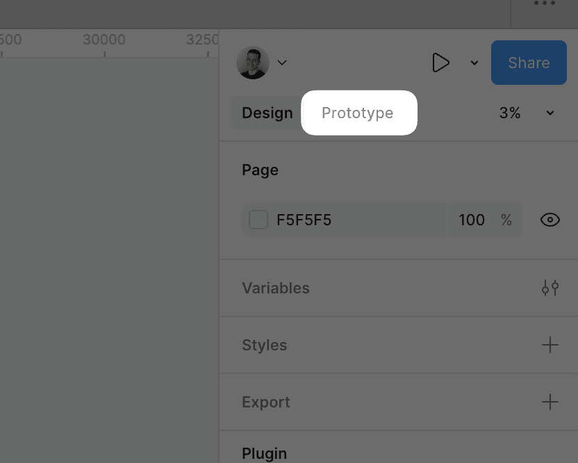 Prototype tab in Figma