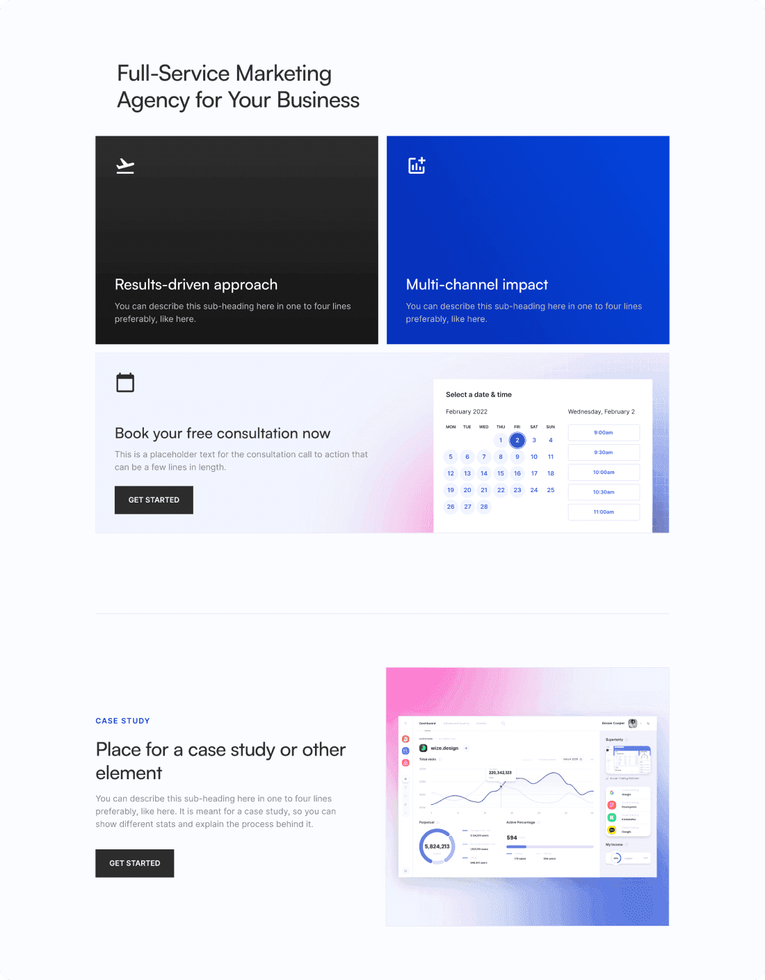Seva template sections design