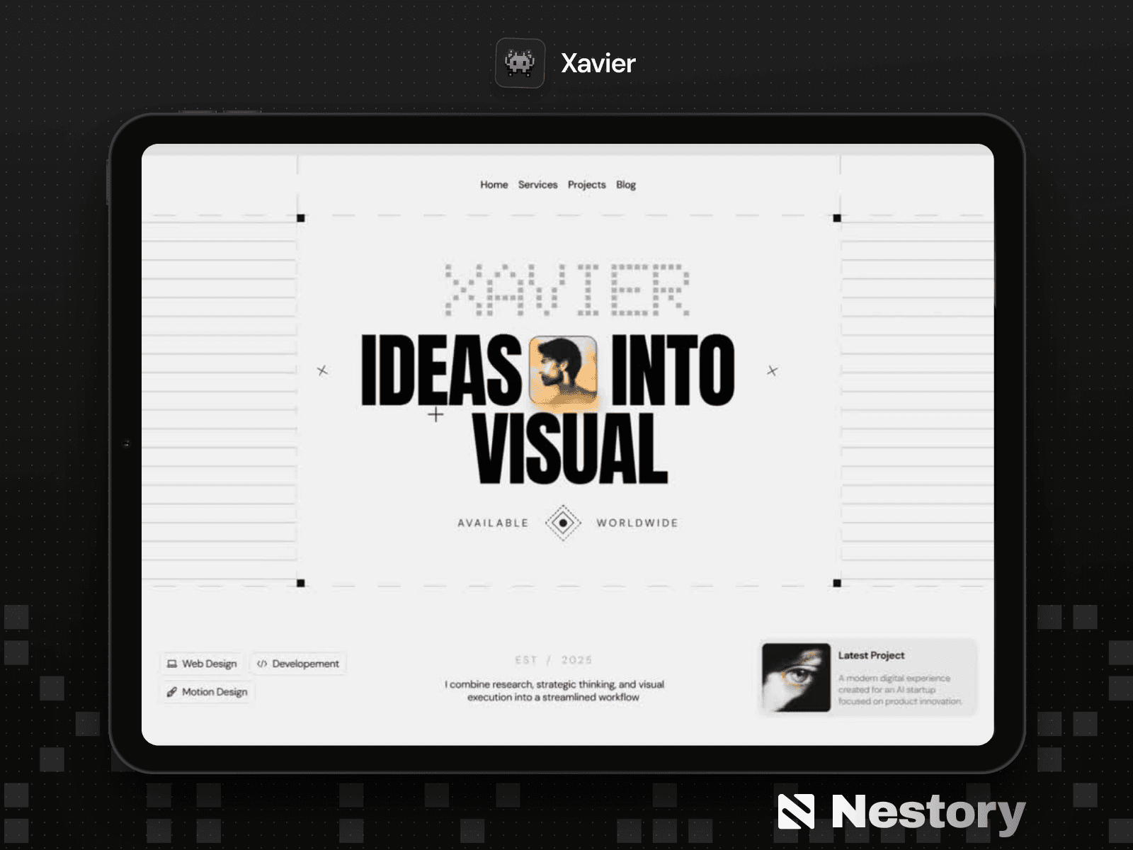 Xavier personal portfolio Framer template