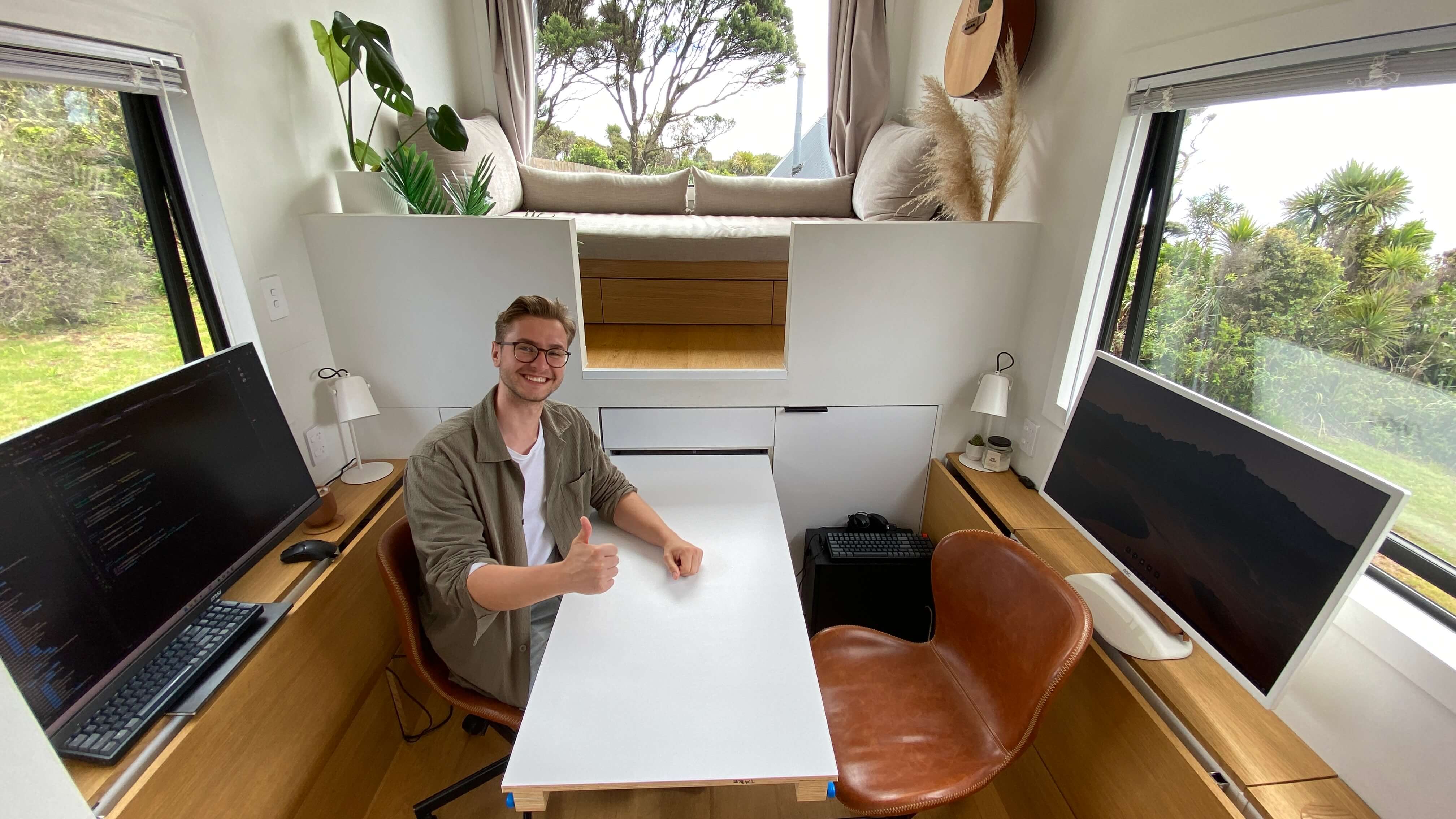 Desk chairs in a tiny home office