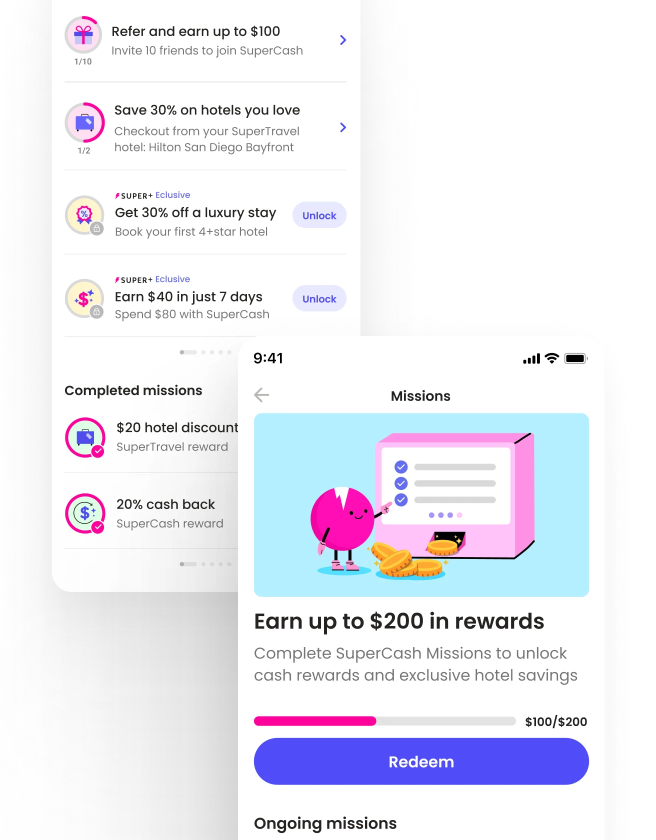 Diagram showing several reward labels from well-known brands, including Boosts, Stars, Carrot Cash, ExtraBucks, Xtra Boosts, and Deli Dollars, grouped into one shared Super label called PowerUps.