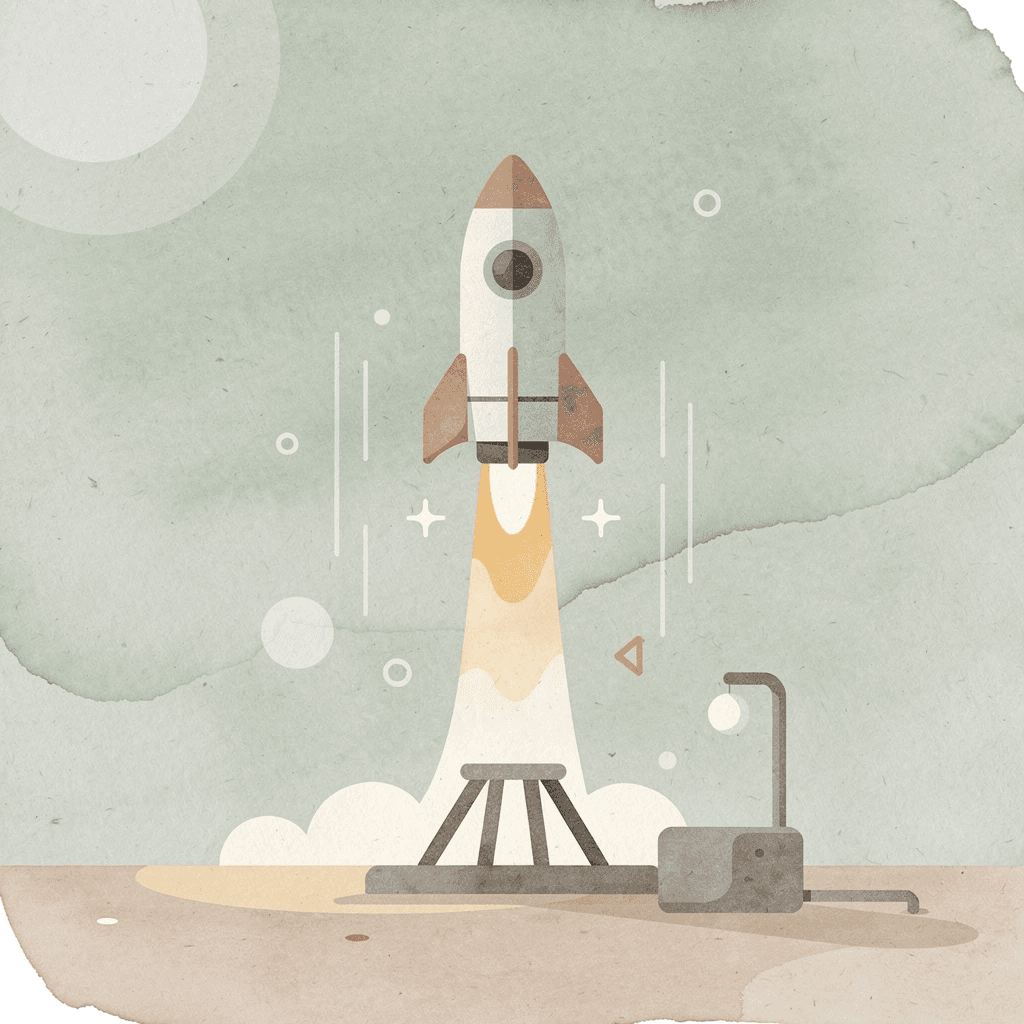 Scene illustration of a product launching upward, representing increased sales