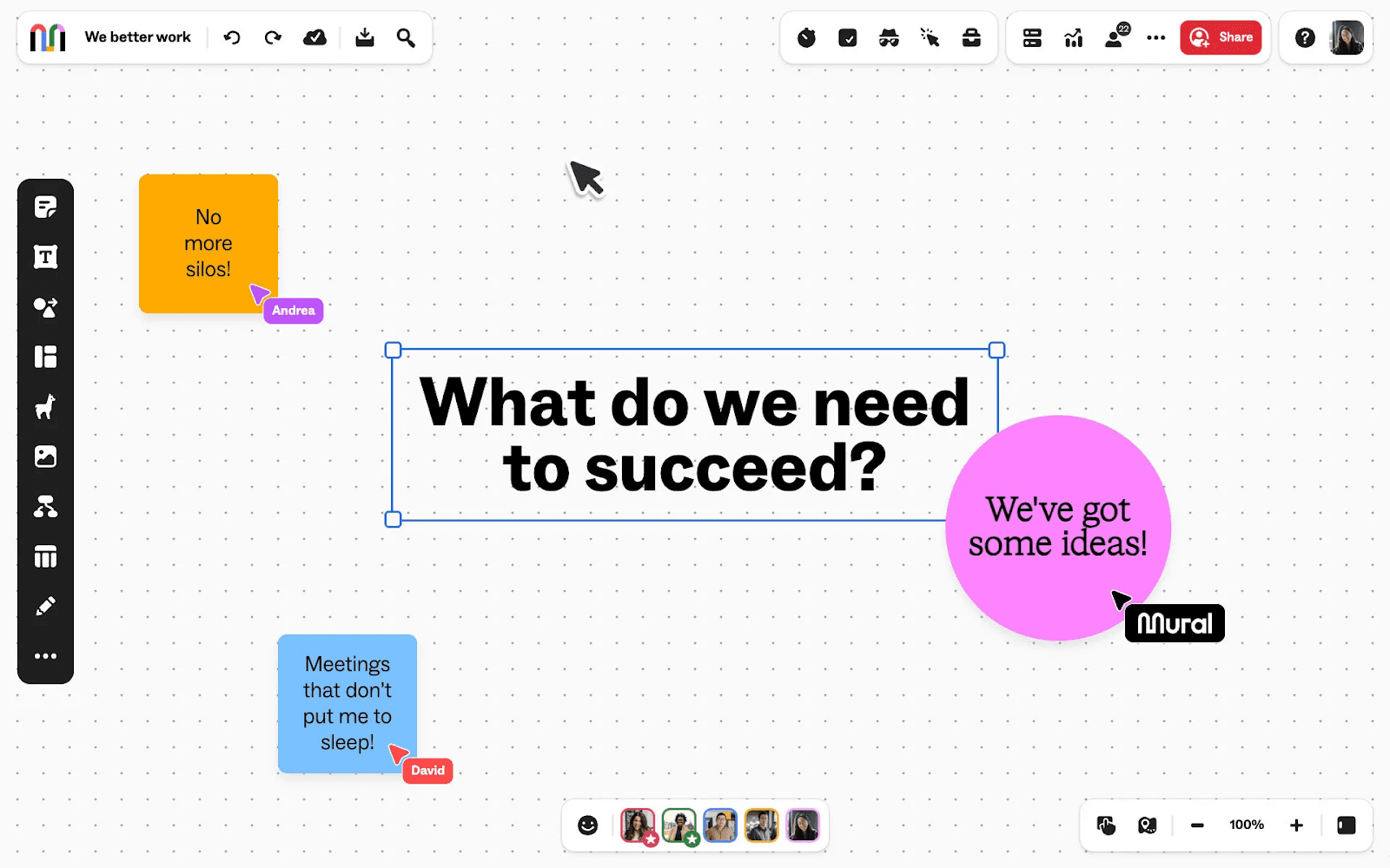 Mural's digital whiteboard for a team's visual collaboration