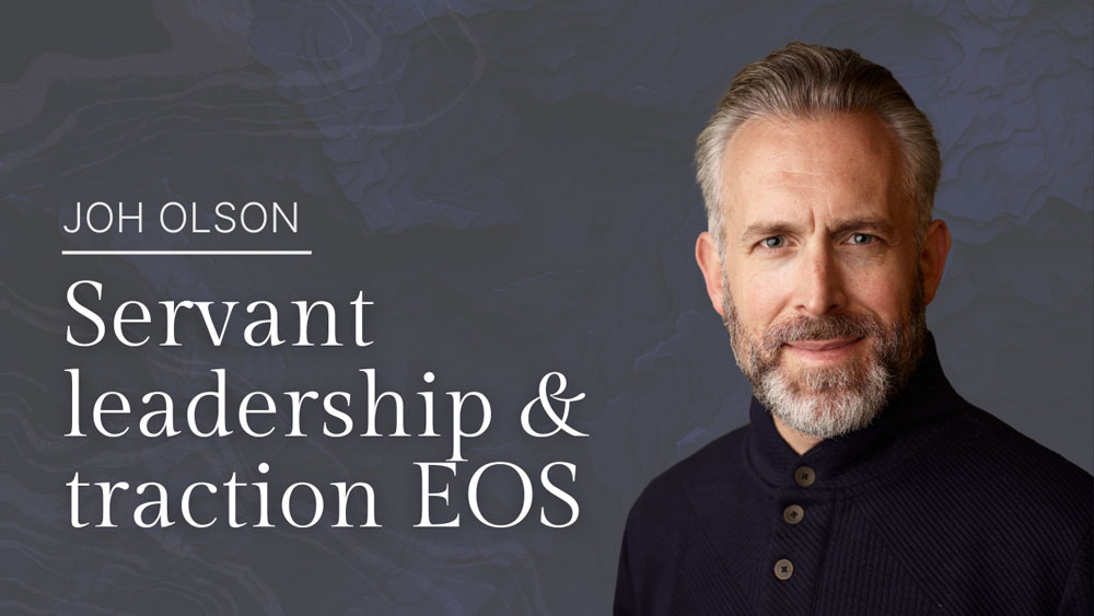 The cover image for the Horizon Search blog showcases Joh Olson discussing his insights on "Servant leadership & traction EOS."