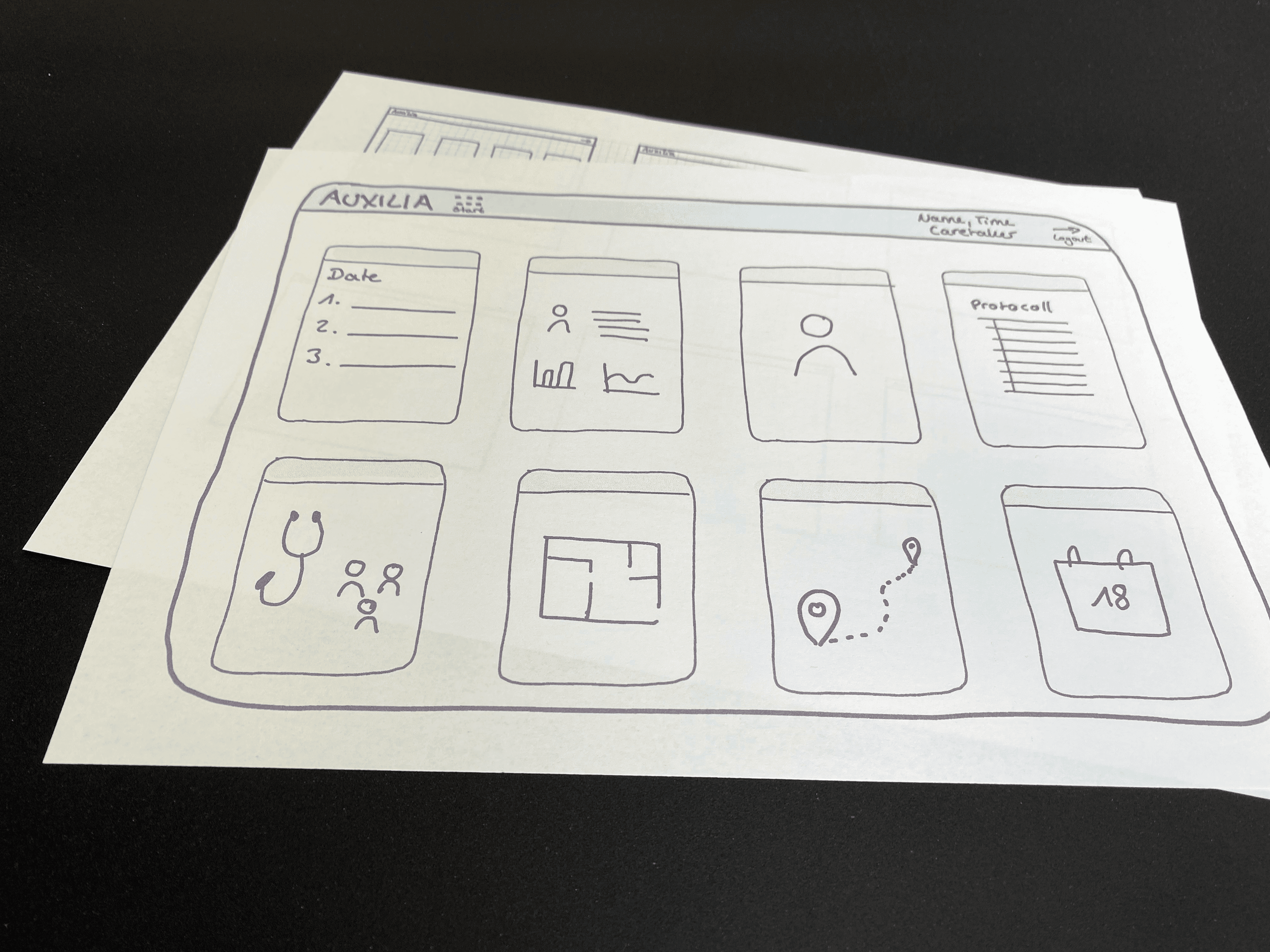 Wireframes for UI