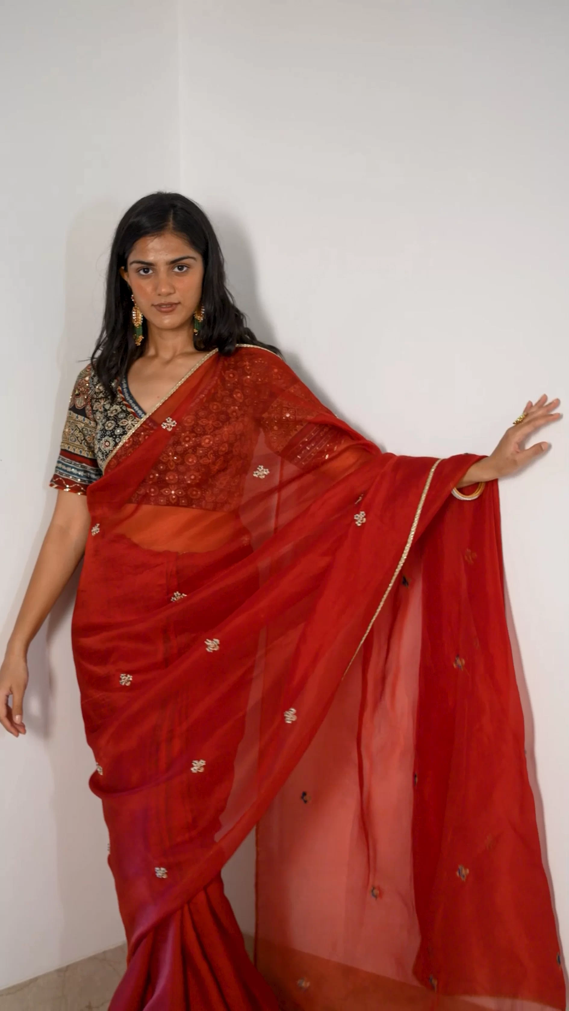 Gulnaar Maroon Saree Set 2