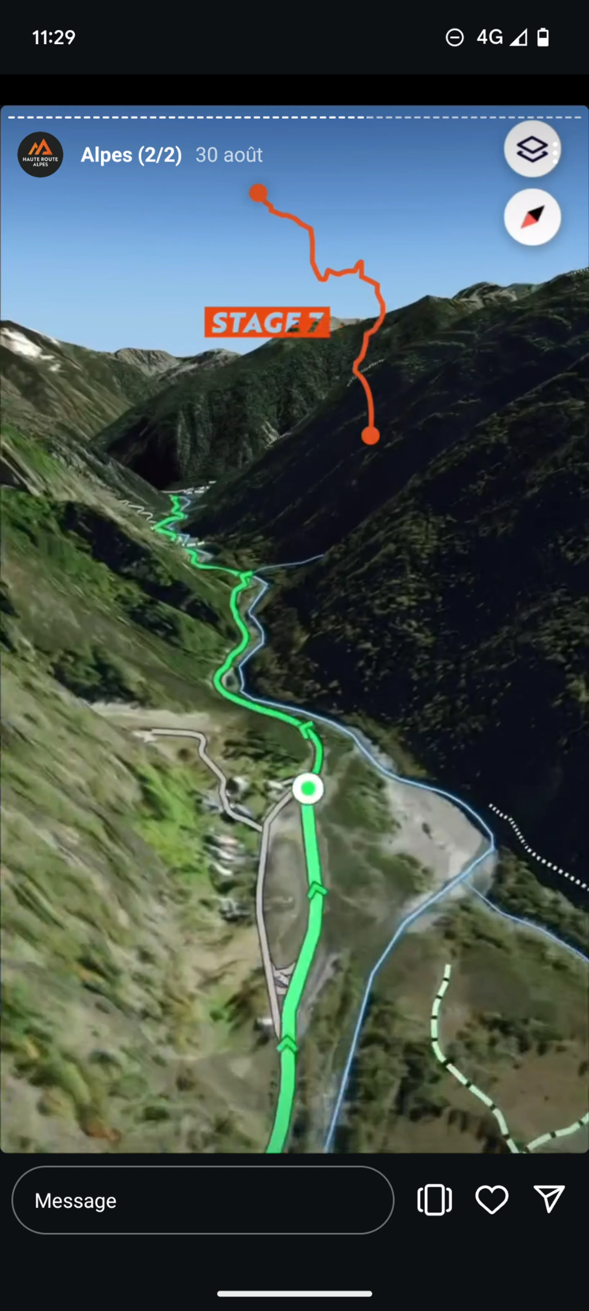 3D map of Haute Route Alps 2024 stage 7 - virtual reality mountain route
