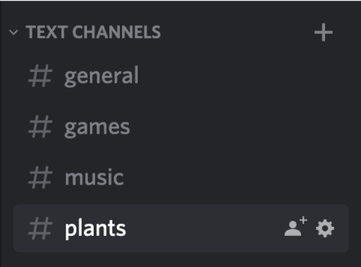 Screenshot of discord channels with names