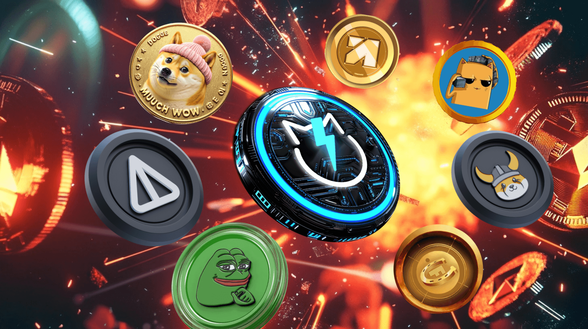  Digital meme coins flying through space - Best Memecoins