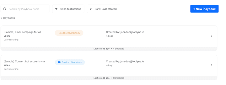 Create different Go-to-Market (GTM) Playbooks to use strategies like in-app nudges, sales assists, remarketing, and more.