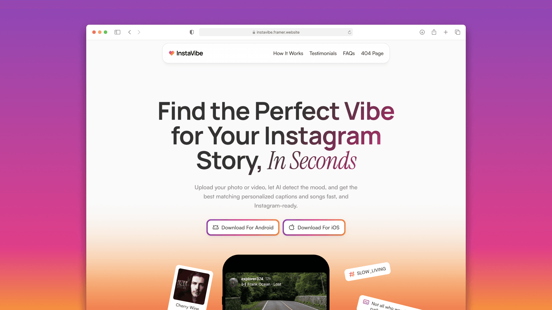InstaVibe Framer Template