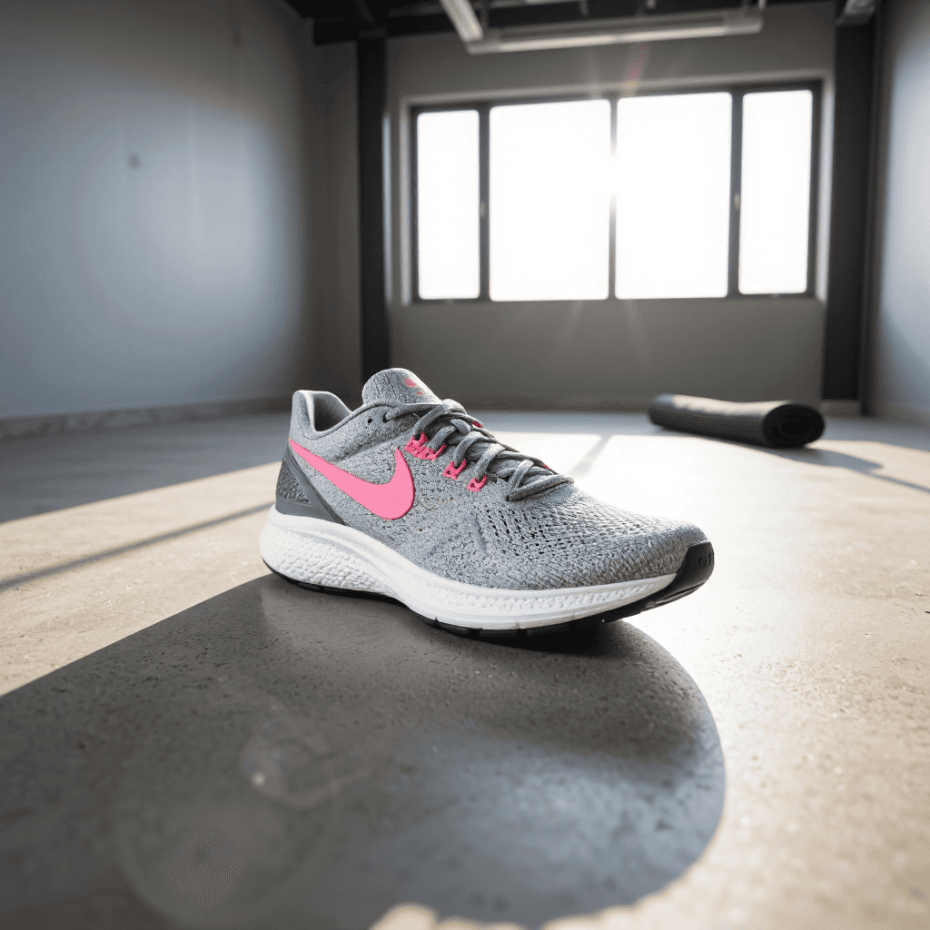 product photography of a pair of athletic shoes designed for comfort and performance