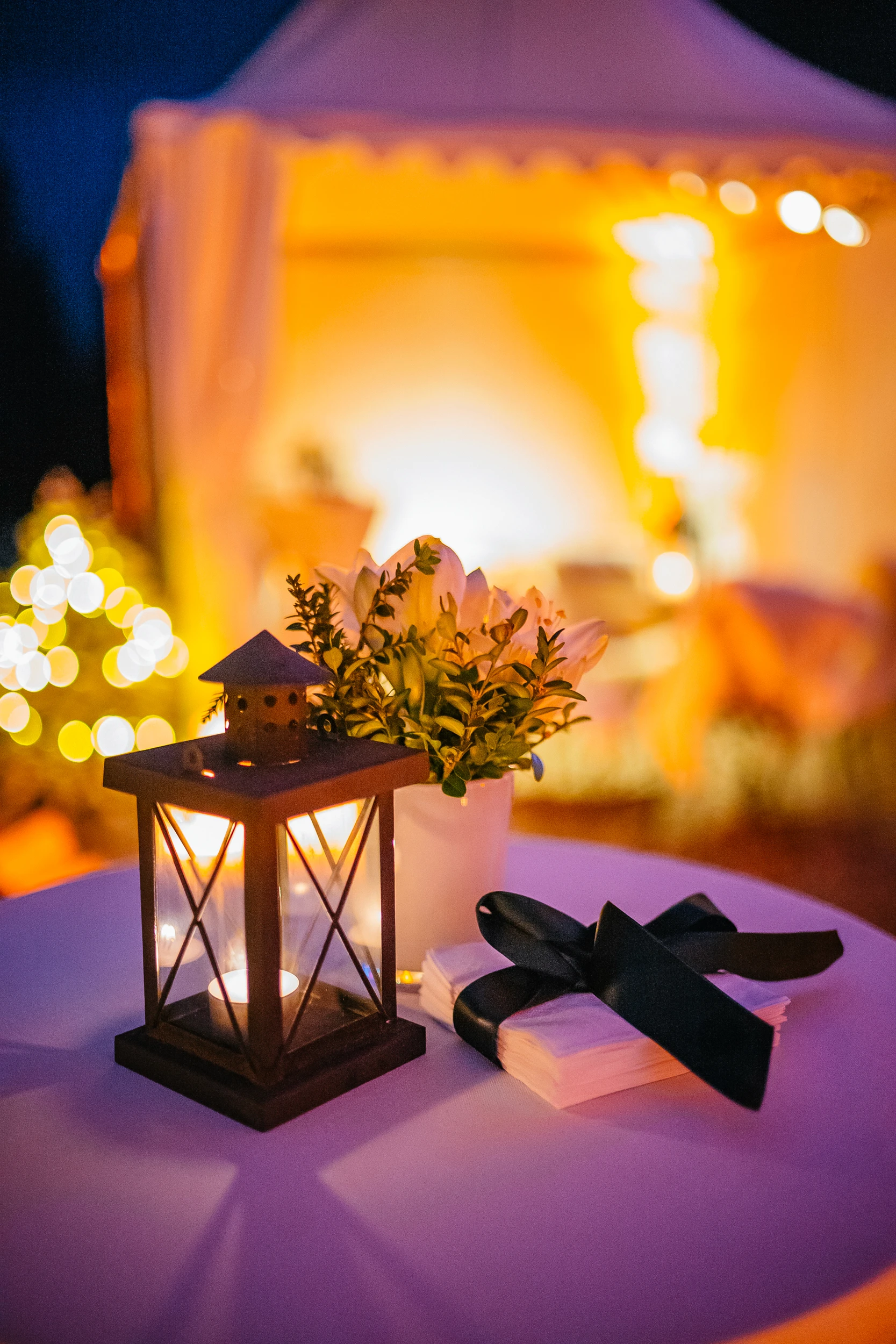 Refined table arrangement prepared for an intimate gathering