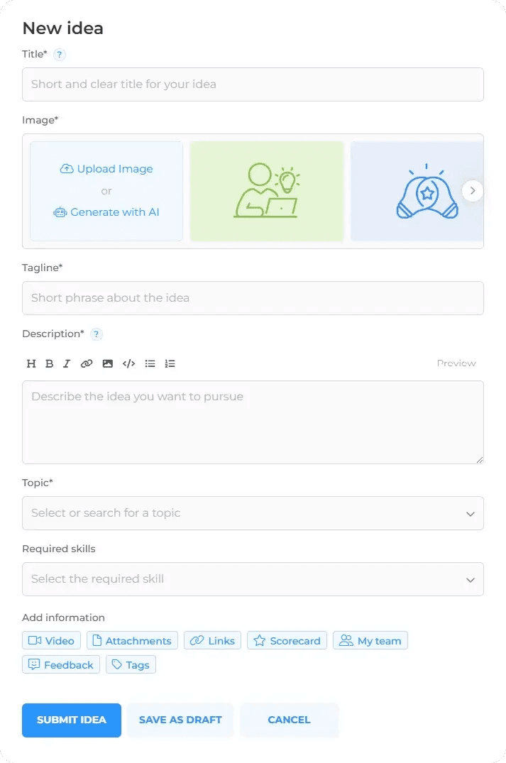 Idea management feature by rready