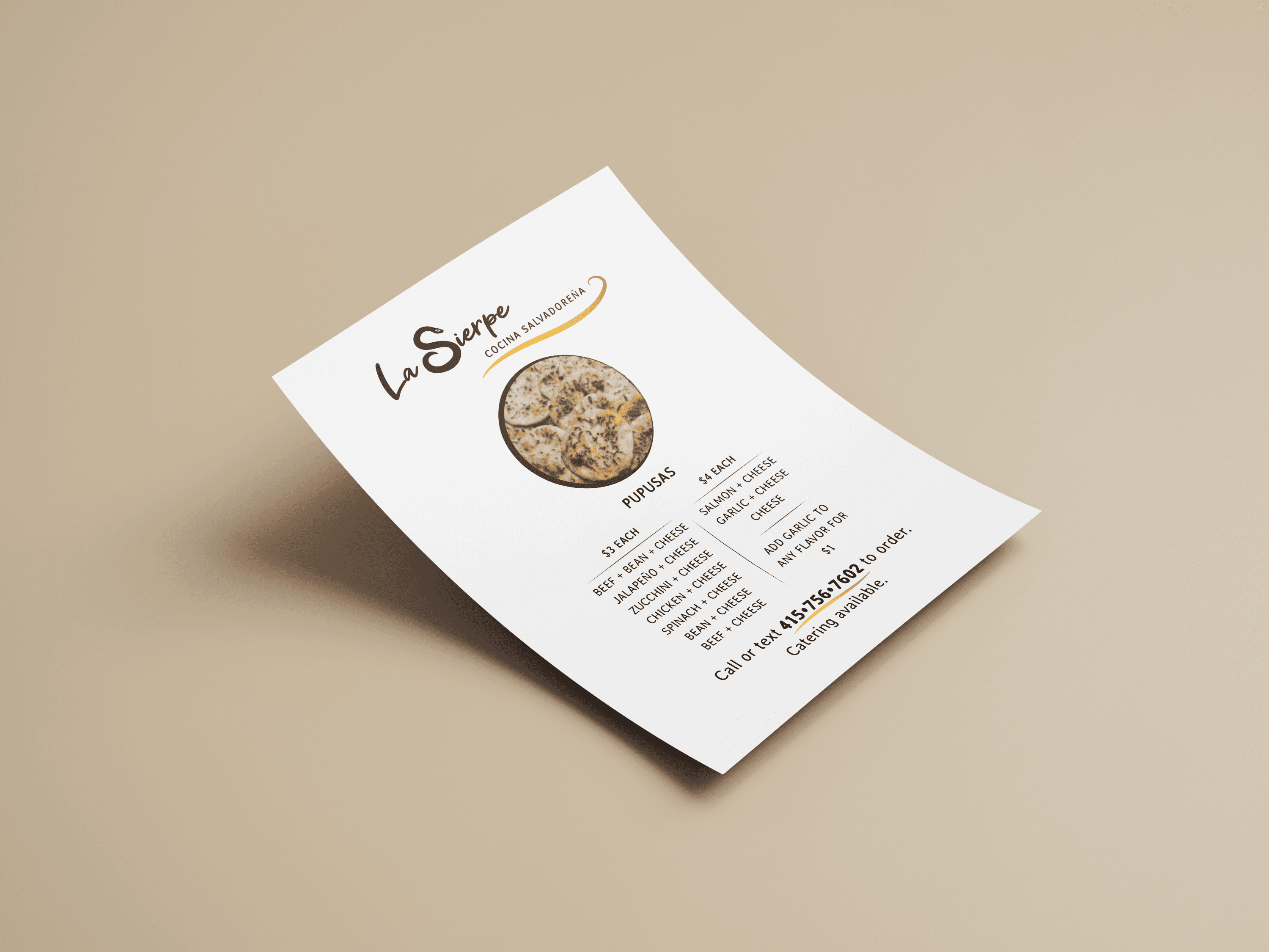 La Sierpe pupusa flyer