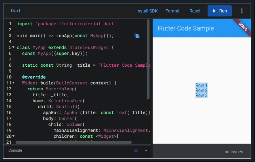 selection area Flutter