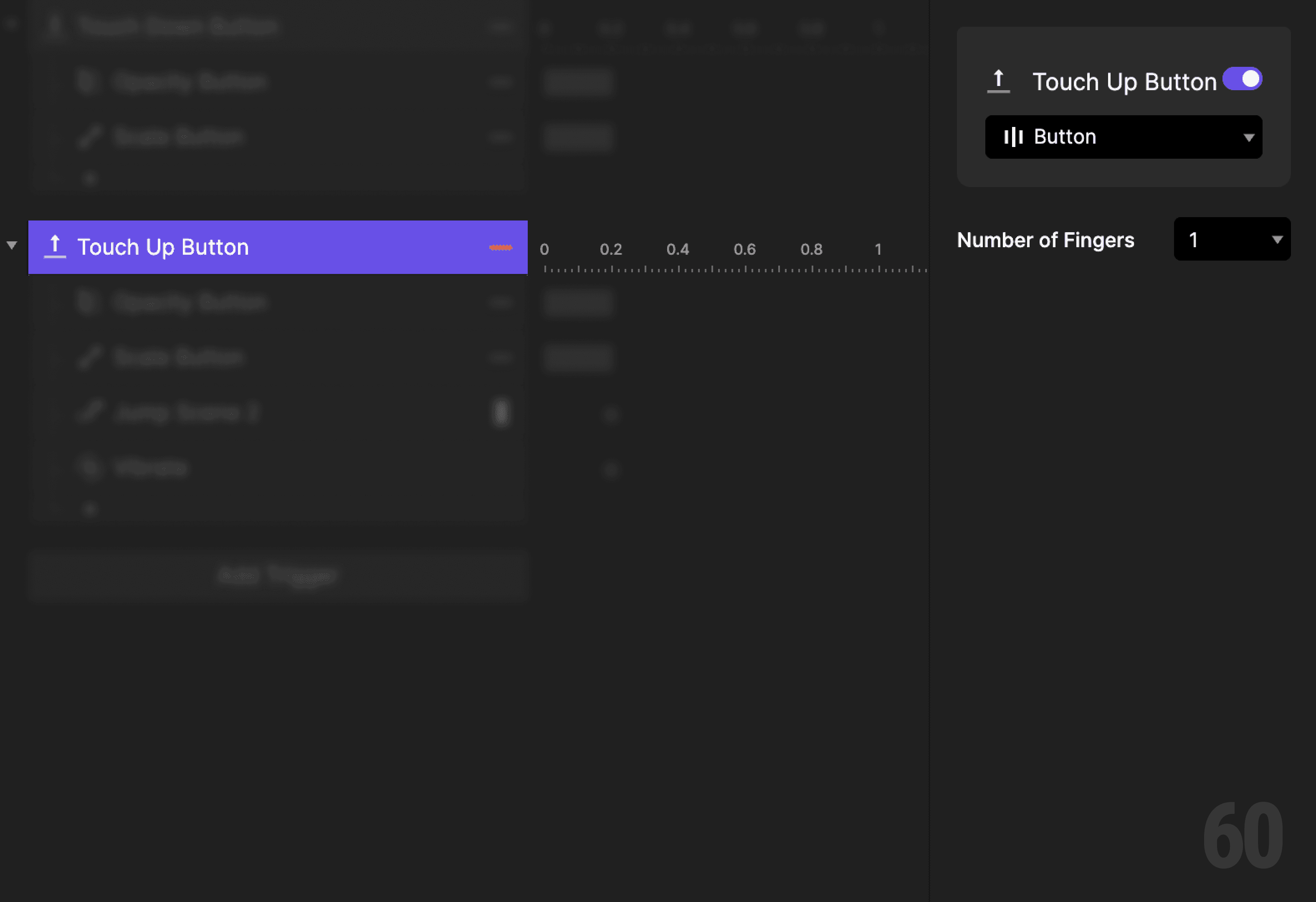 This is a screenshot of Step 4: Add touch up trigger.