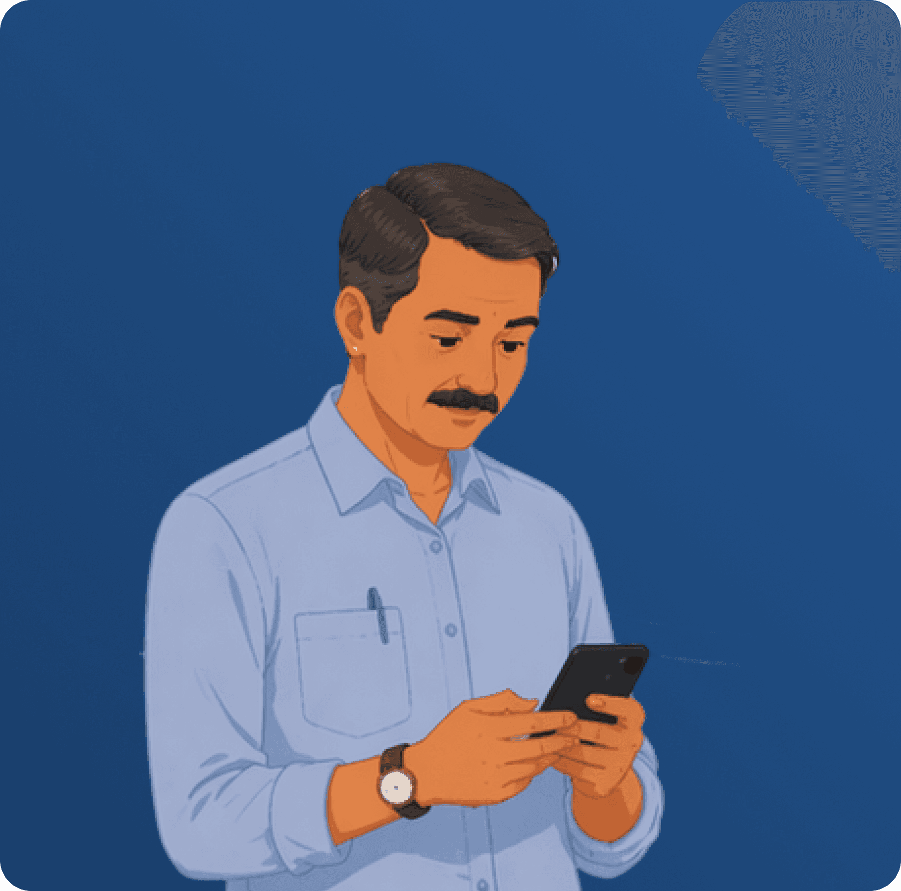 Man illustration using smartphone