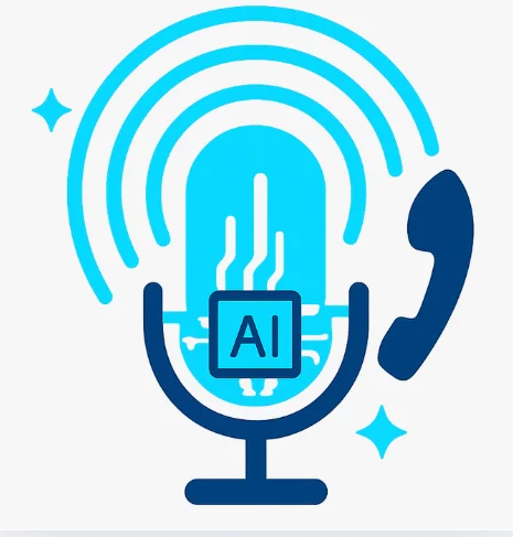 Icône assistant vocal IA - Microphone avec ondes sonores pour appels automatisés