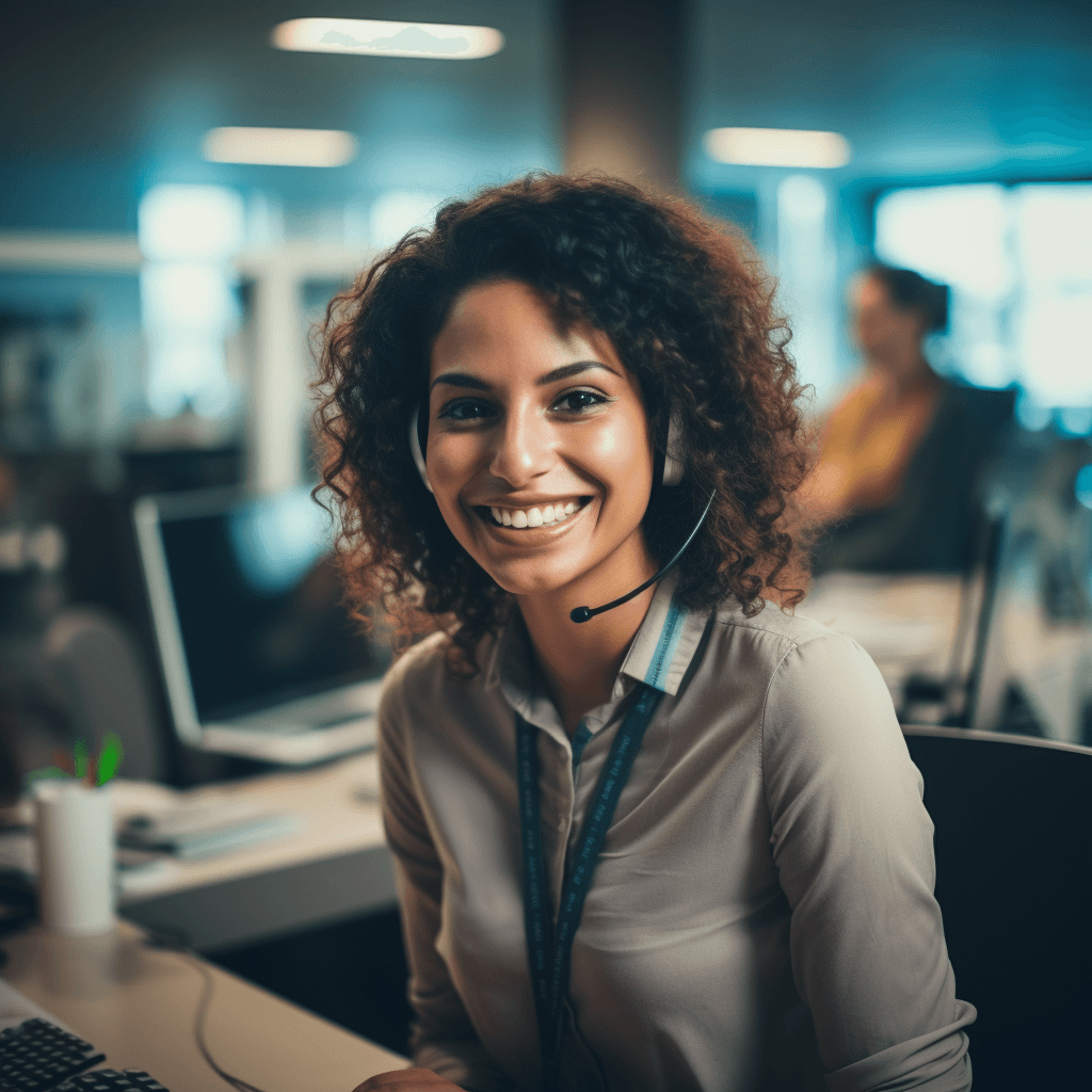 A Smiling Call Centre Worker