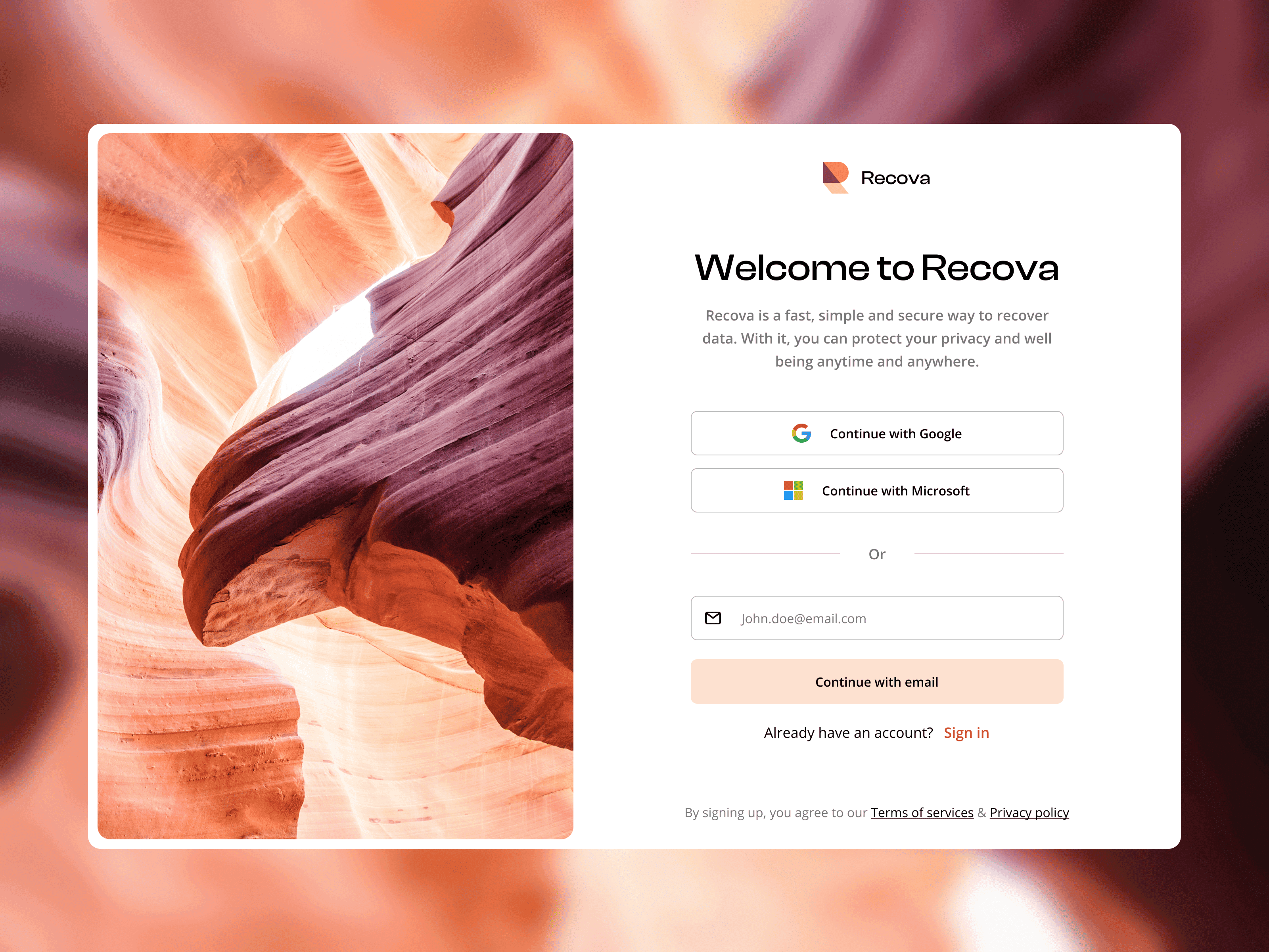 Signup page design