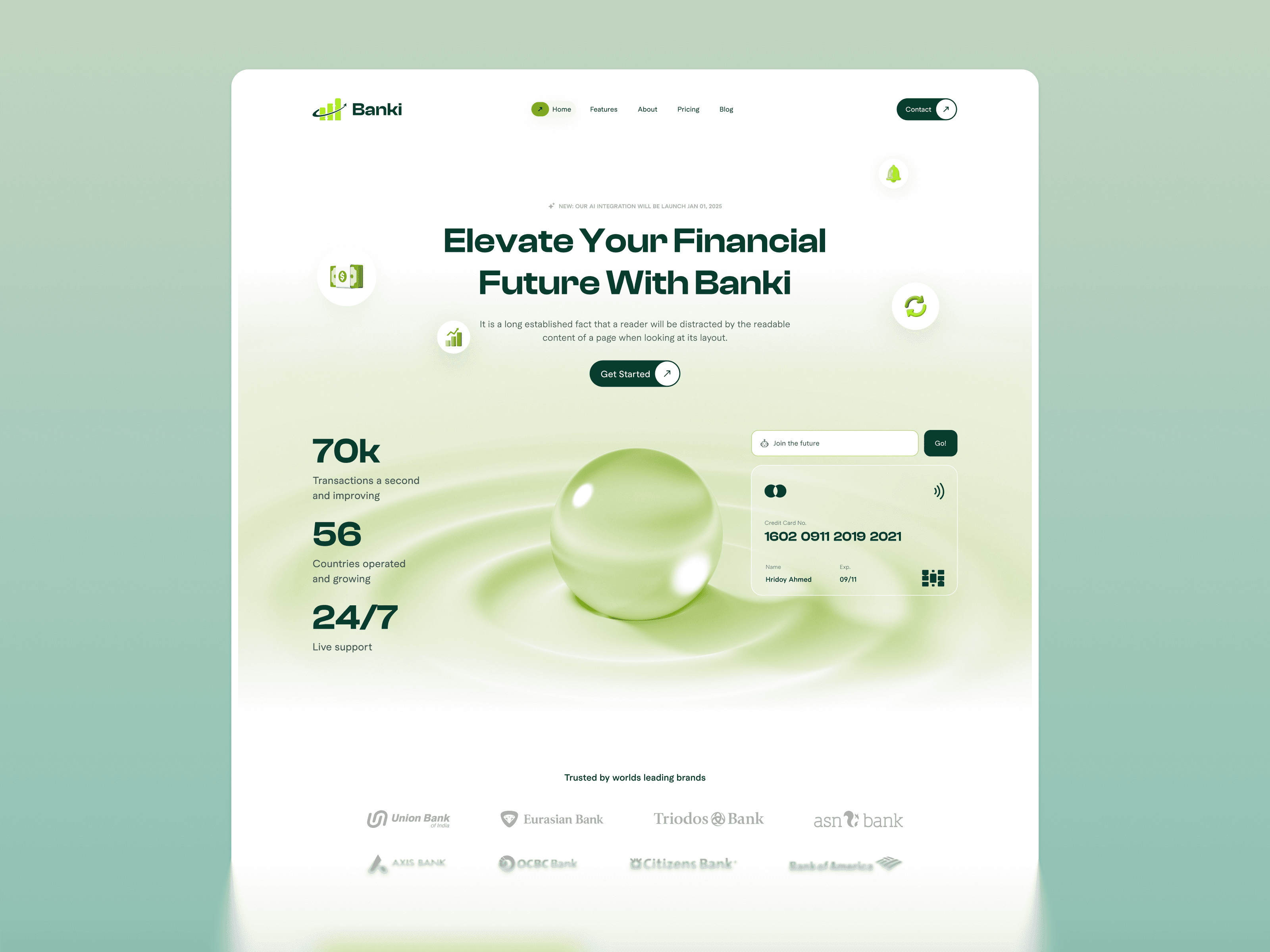 framer banking template