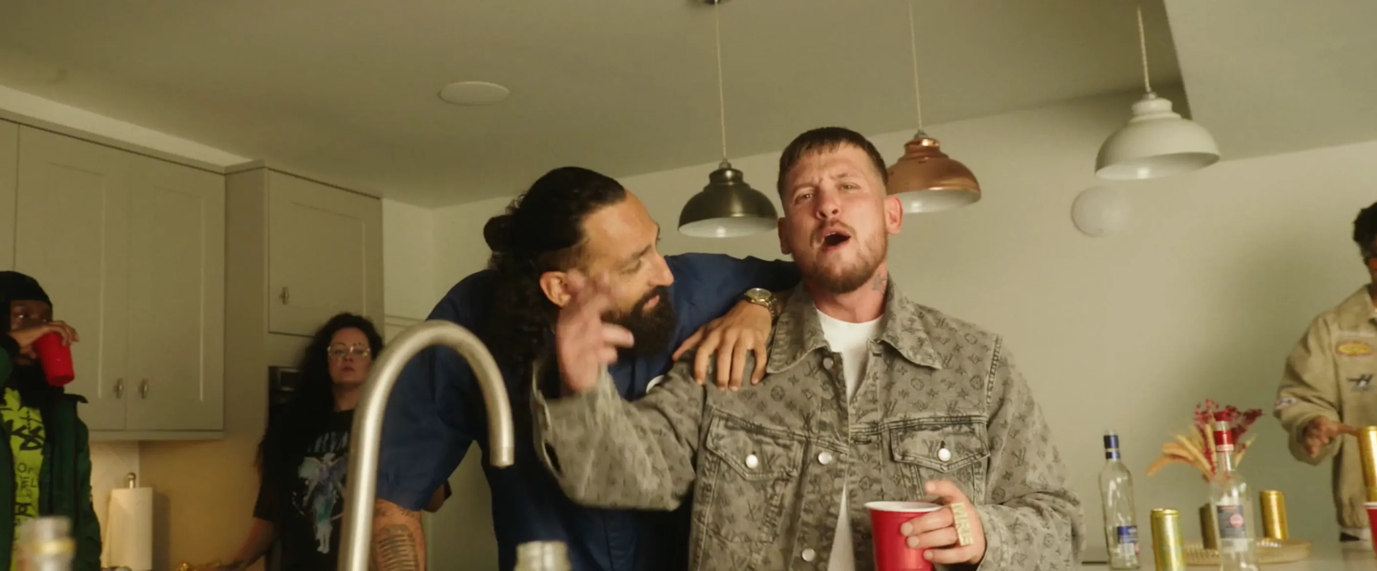 Two men having fun at a house party