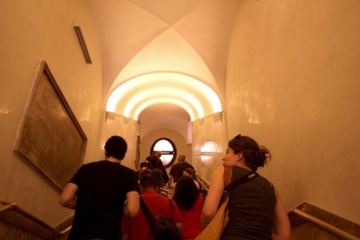 students walking up the stairs