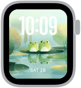 lilypad friends Apple Watch face preview 1 featuring watercolor and summer.