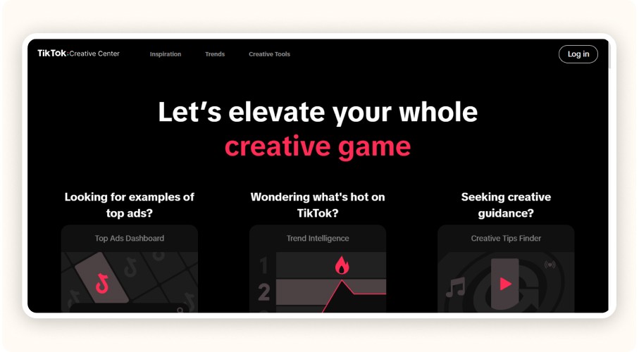 TikTok Creative Center page
